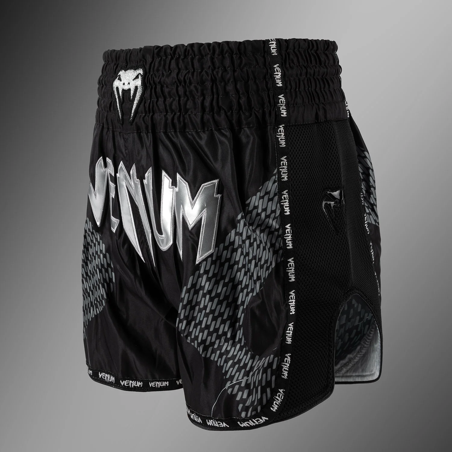 Venum Nexus Muay Thai Shorts - Black/Silver - Image 4