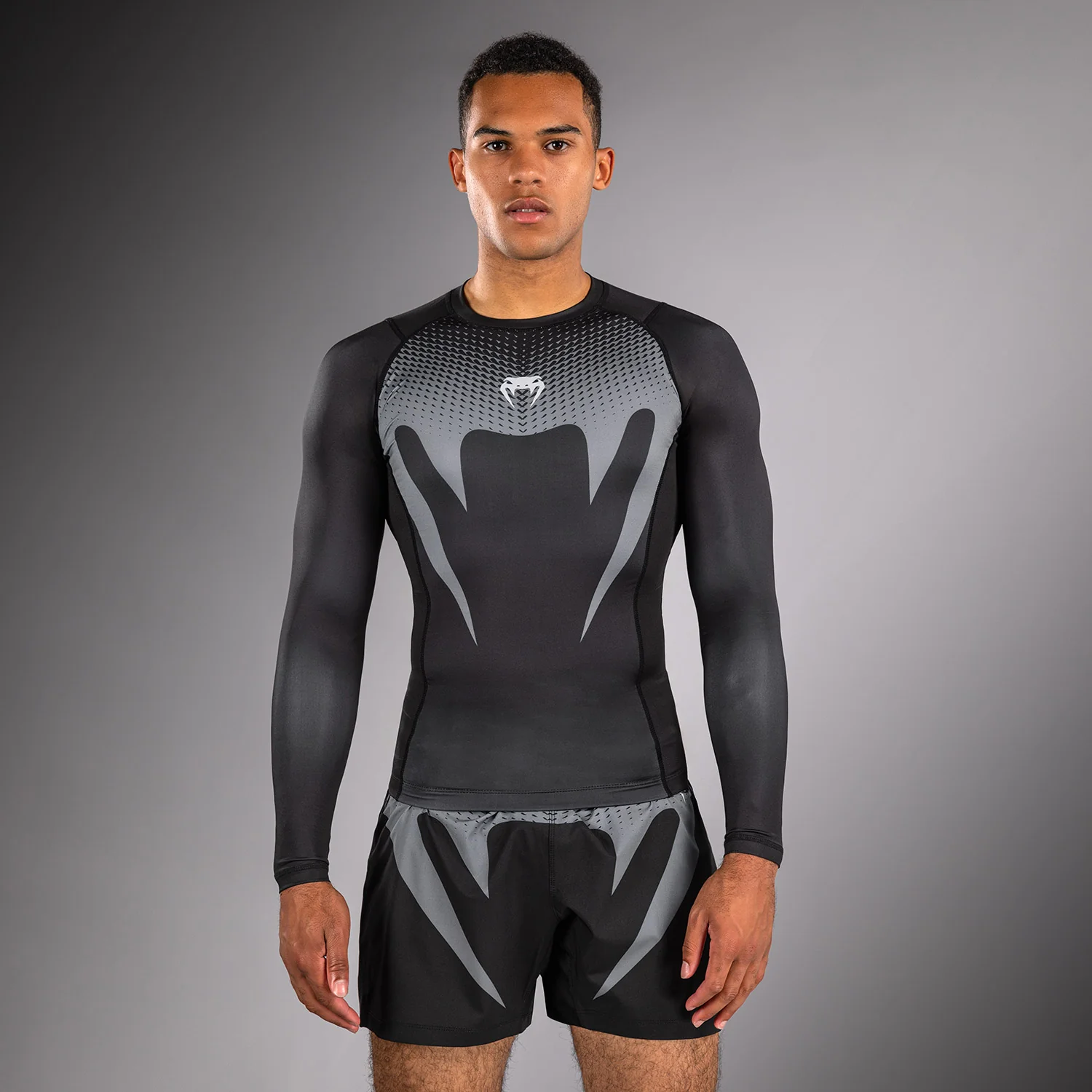 Venum No Gi Rashguards - Black/ Silver Grey