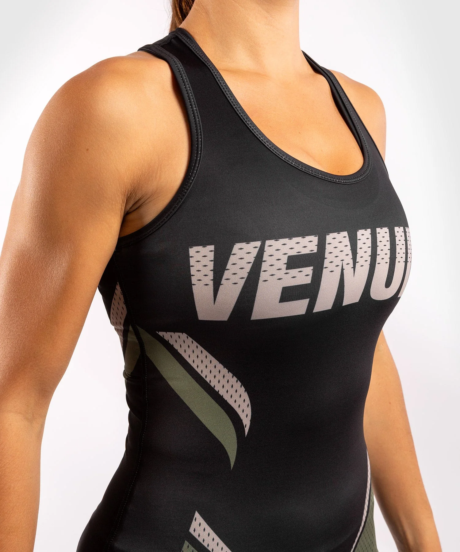 Venum ONE FC Impact Tank top - for women - Black/Khaki - Image 5