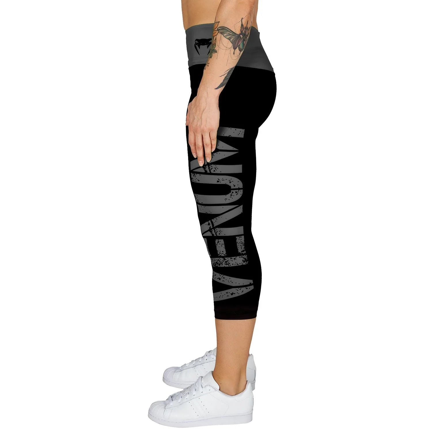 Venum Power Cropped Leggings - Black/Grey - Image 3