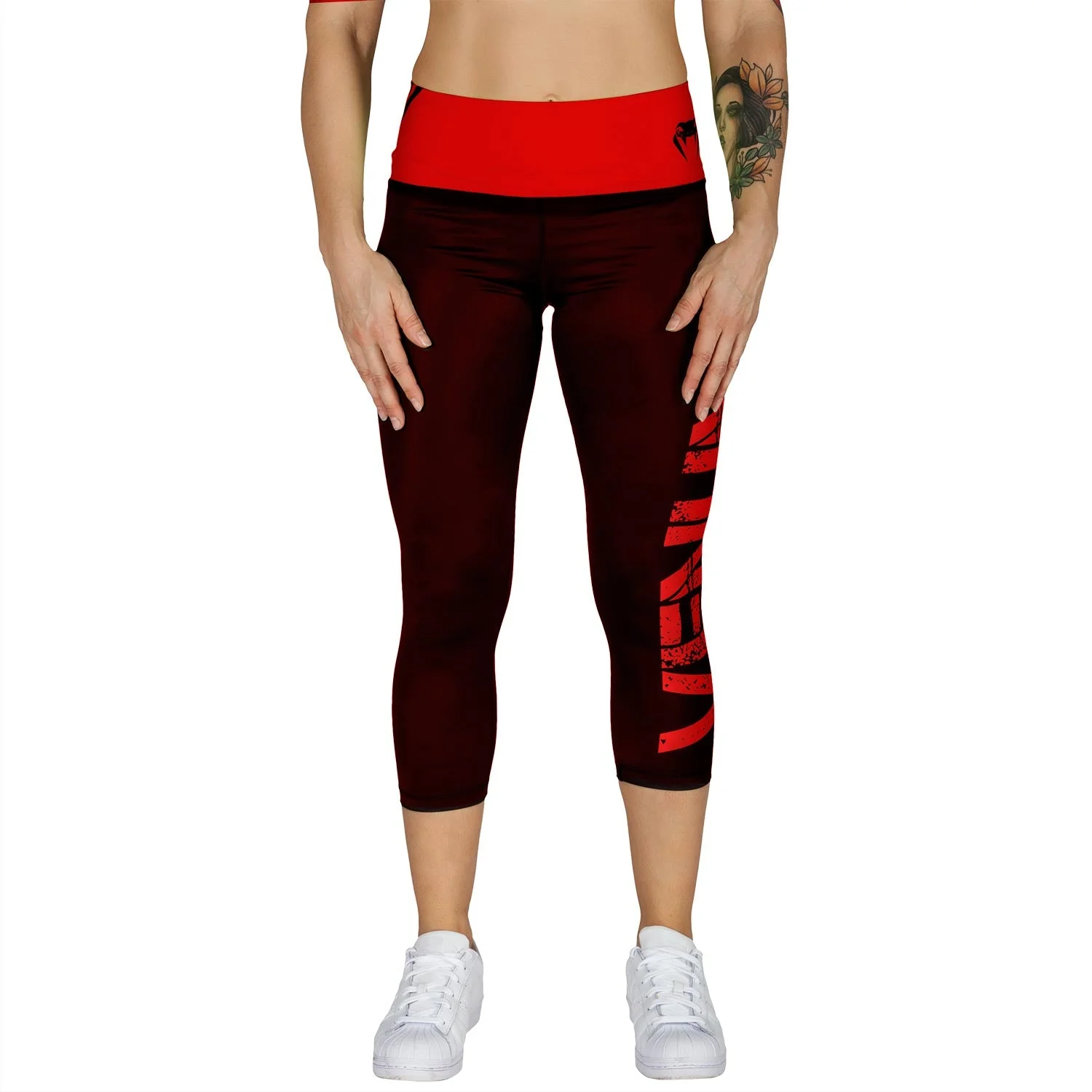 Venum Power Cropped Leggings - Black/Red - Image 2