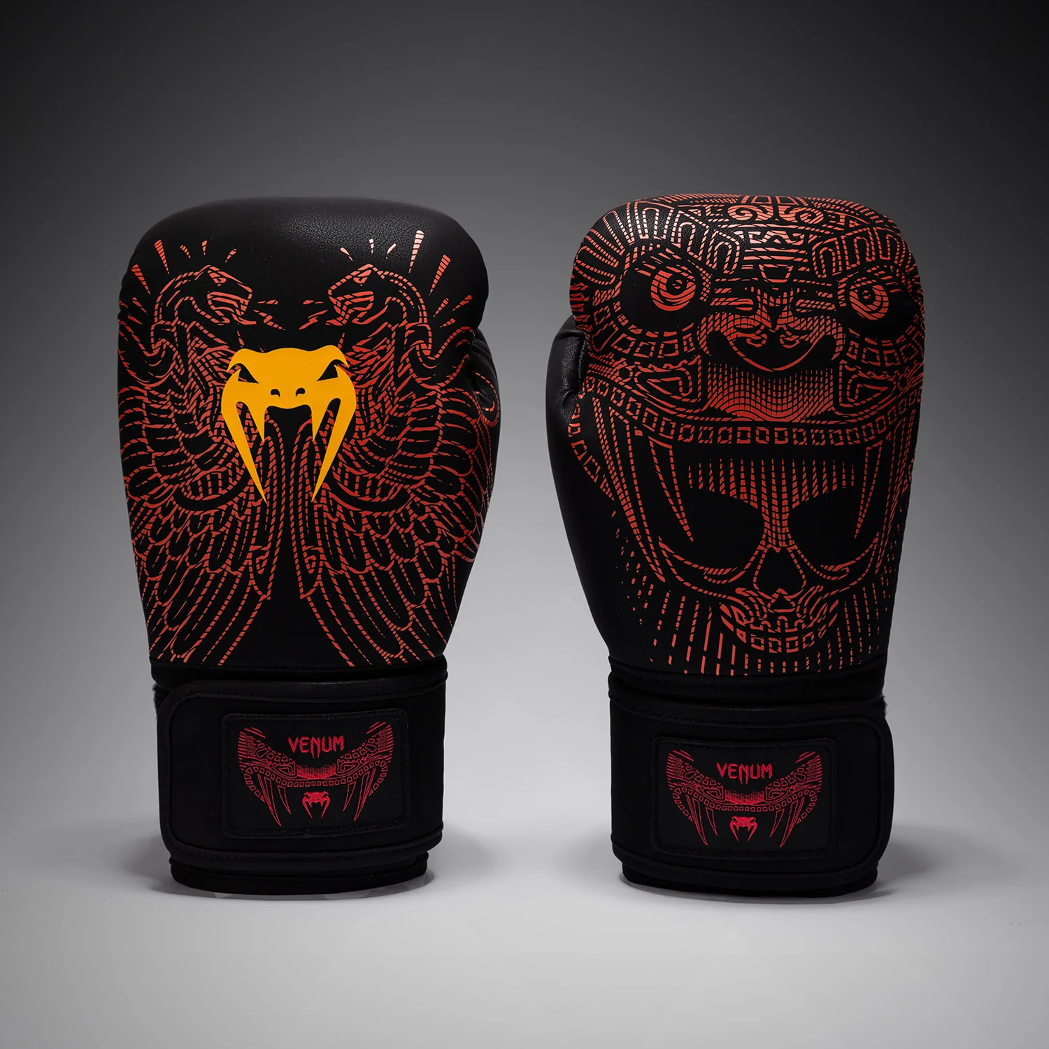 Venum Quetzal Fury Boxing Gloves - Black/Fury Red/ Tangerine - Image 3