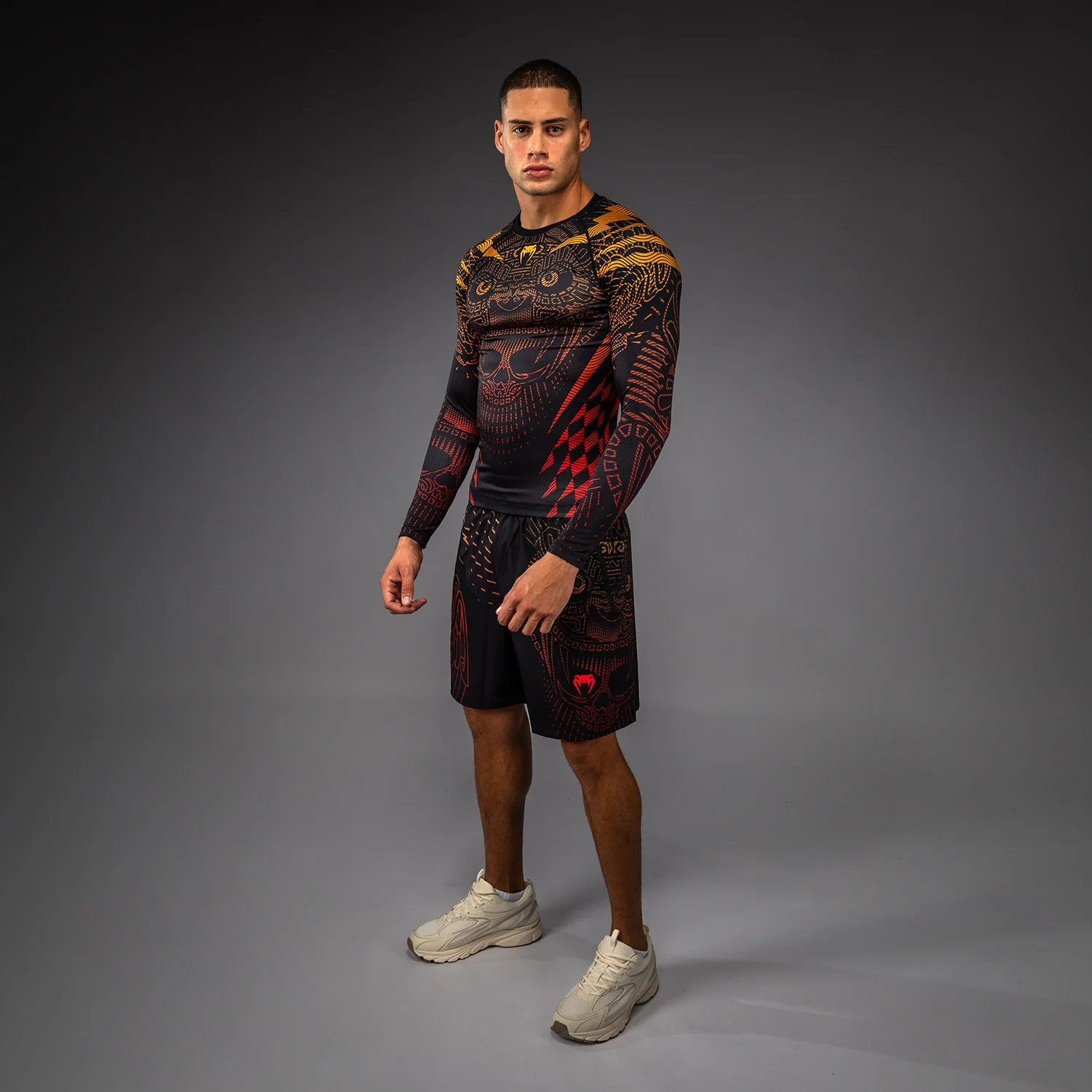 Venum Quetzal Fury Long Sleeve Rashguard - Black/Fury Red/ Tangerine - Image 6