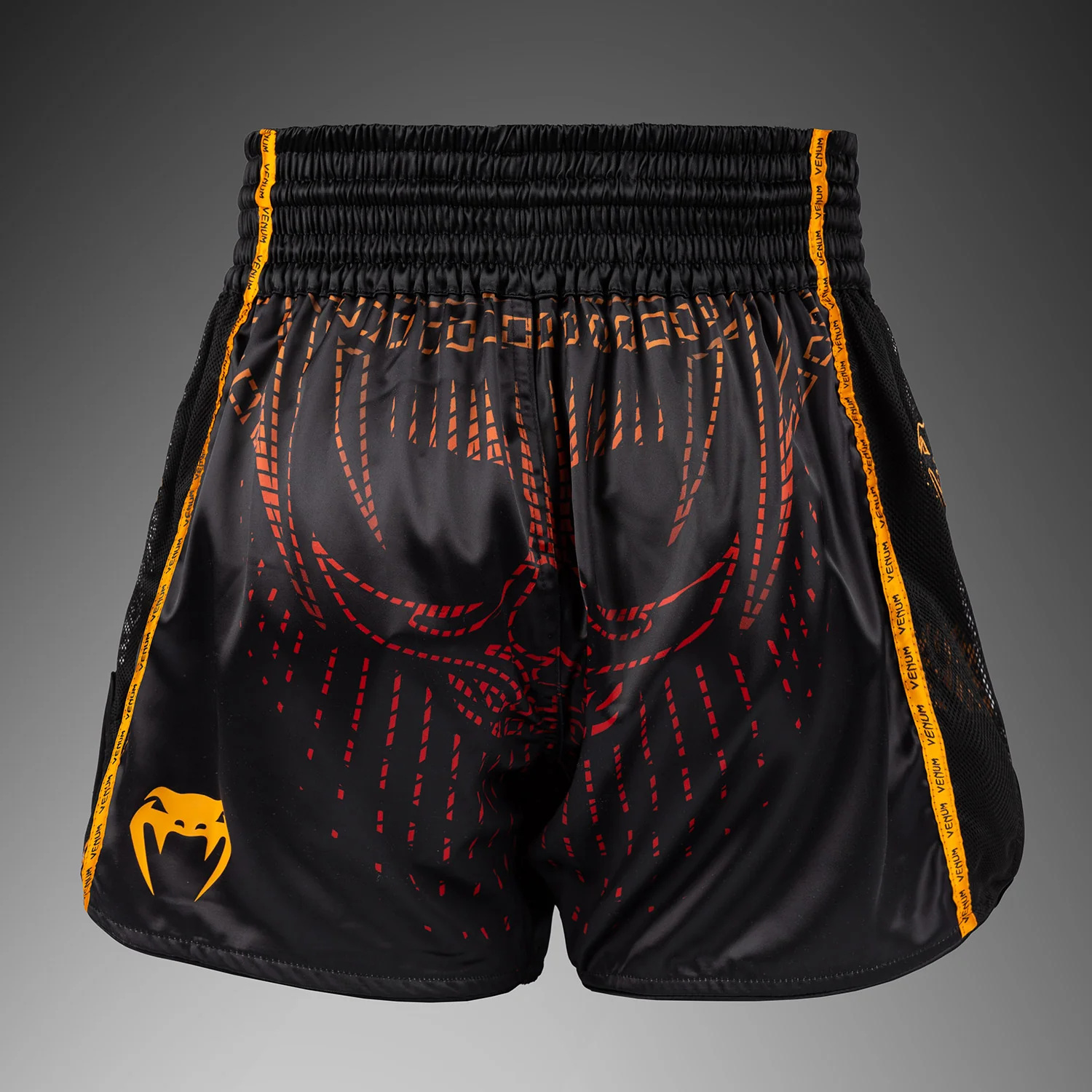 Venum Quetzal Fury Muay Thai shorts - Black/Fury Red/ Tangerine - Image 4