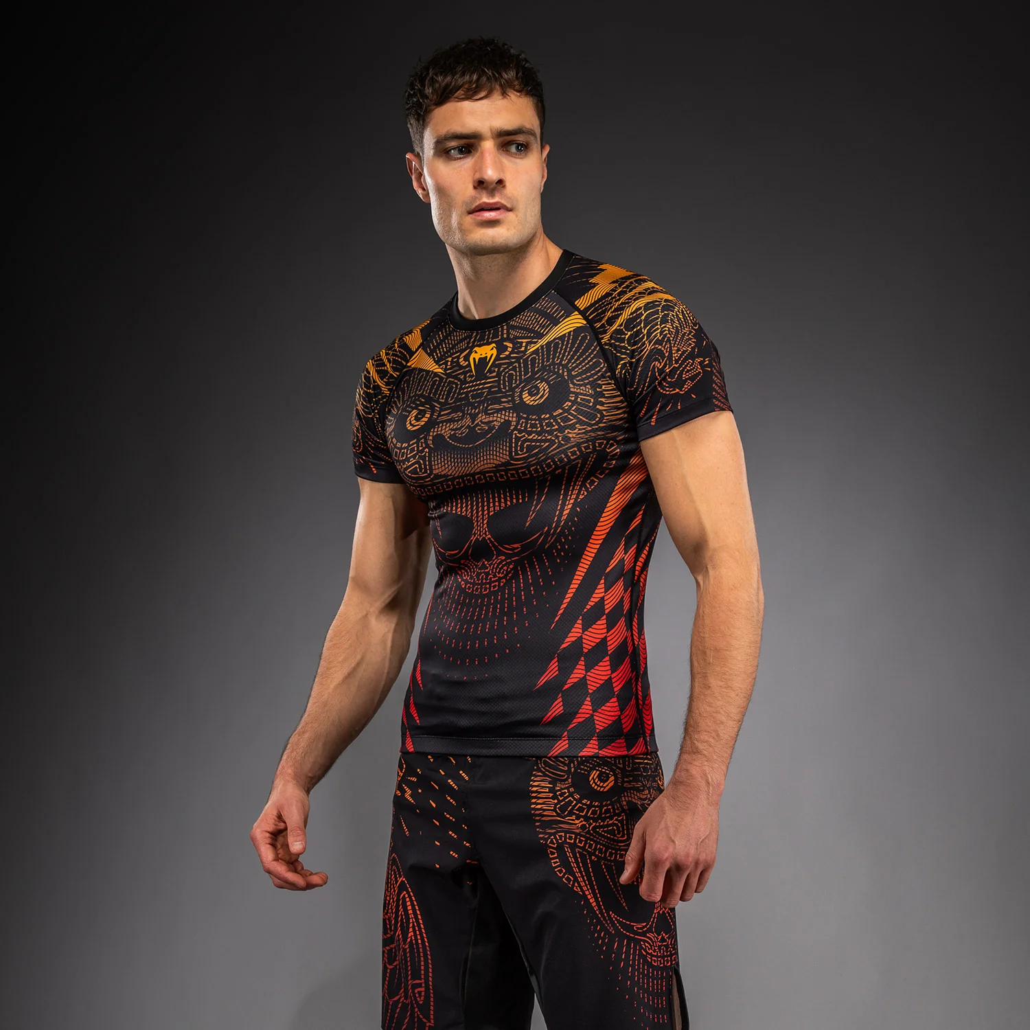 Venum Quetzal Fury Short Sleeve Rashguard - Black/Fury Red/ Tangerine - Image 2