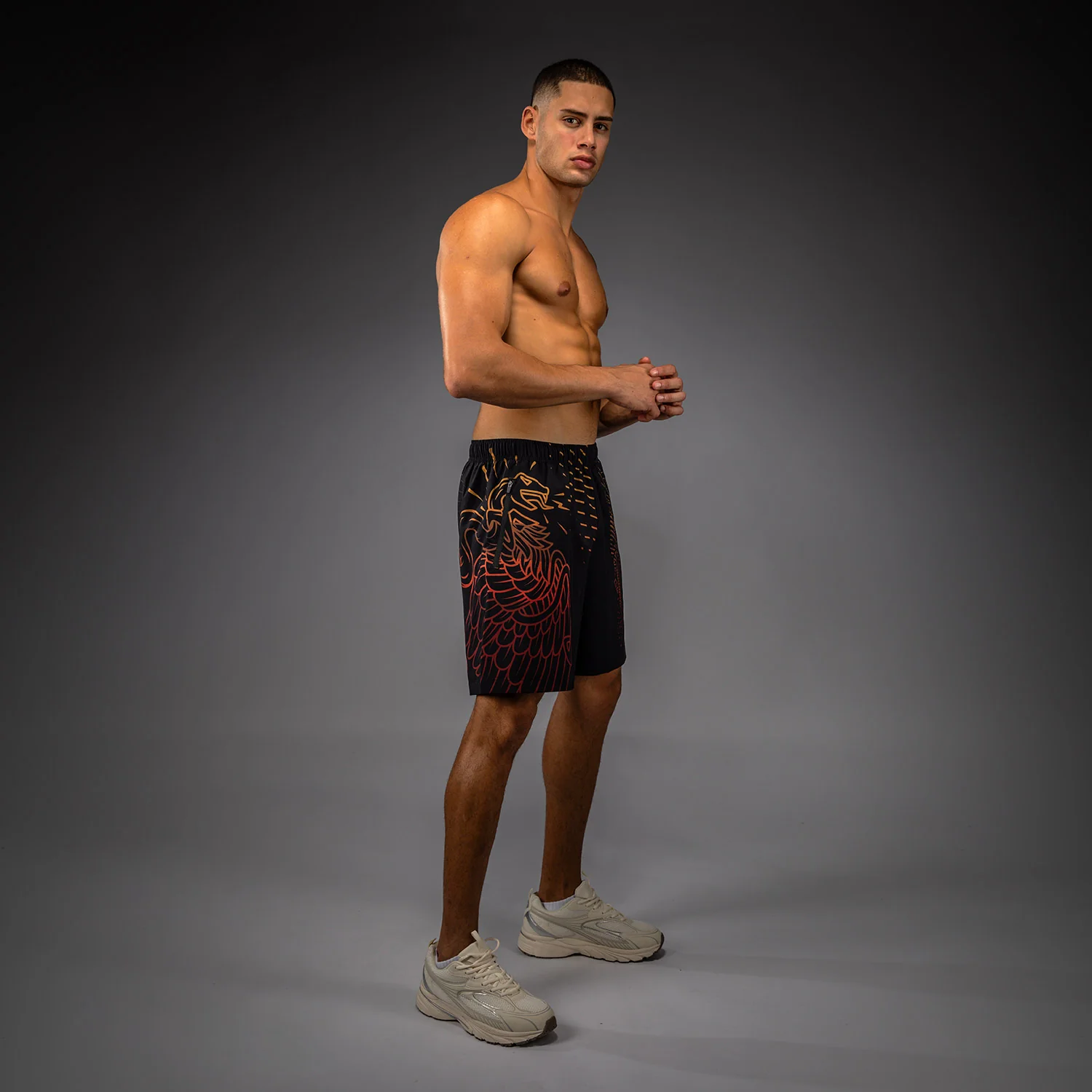 Venum Quetzal Fury Training Shorts - Black/Fury Red/ Tangerine - Image 6