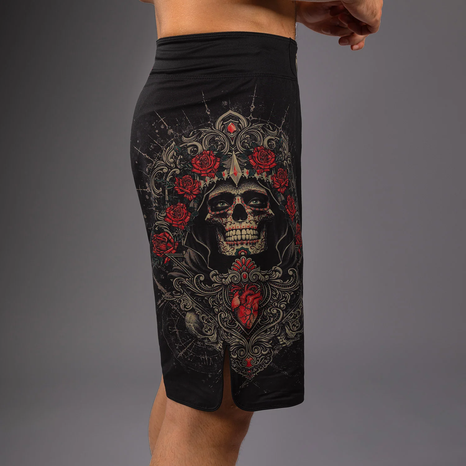 Venum Santa Muerte 5.0 Men’s Fight Shorts - Deep Black/Gold - Image 6