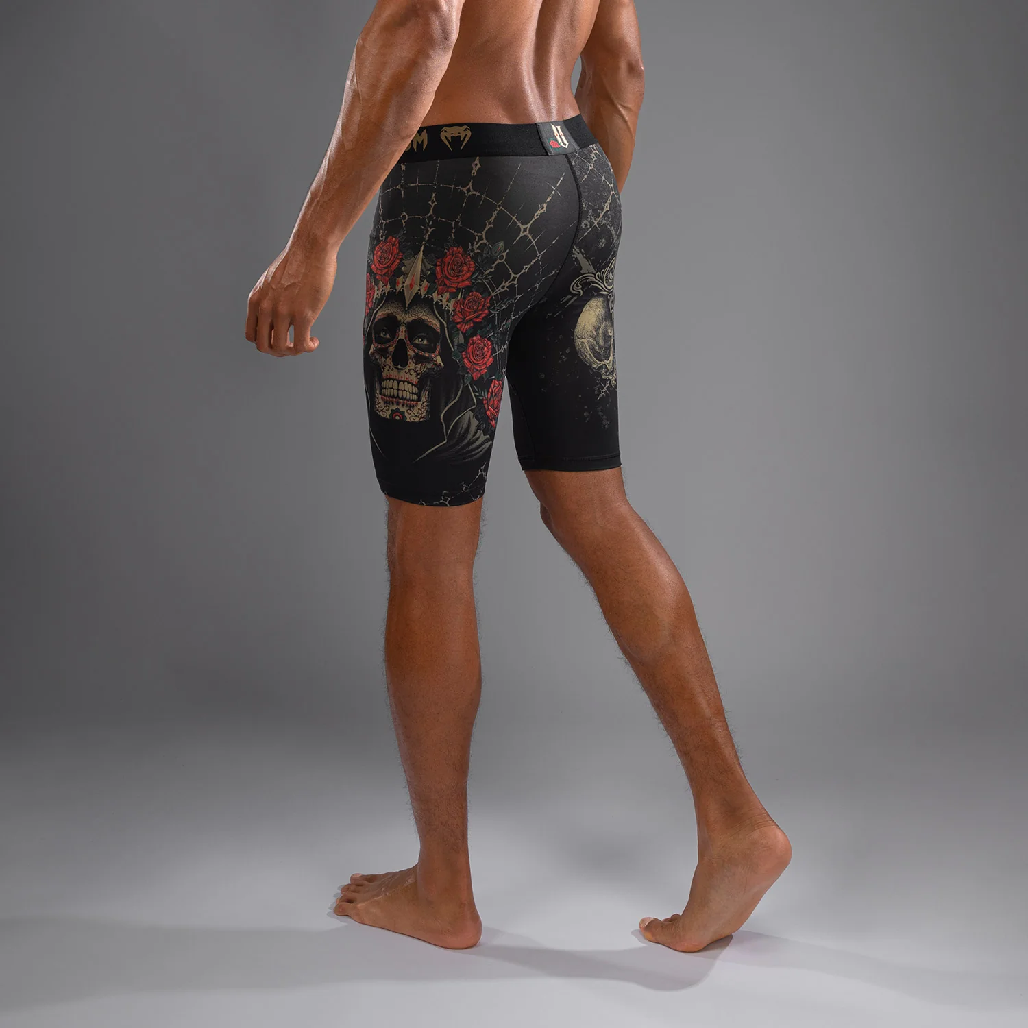 Venum Santa Muerte 5.0 Men’s Vale Tudo Shorts - Deep Black/Gold - Image 3