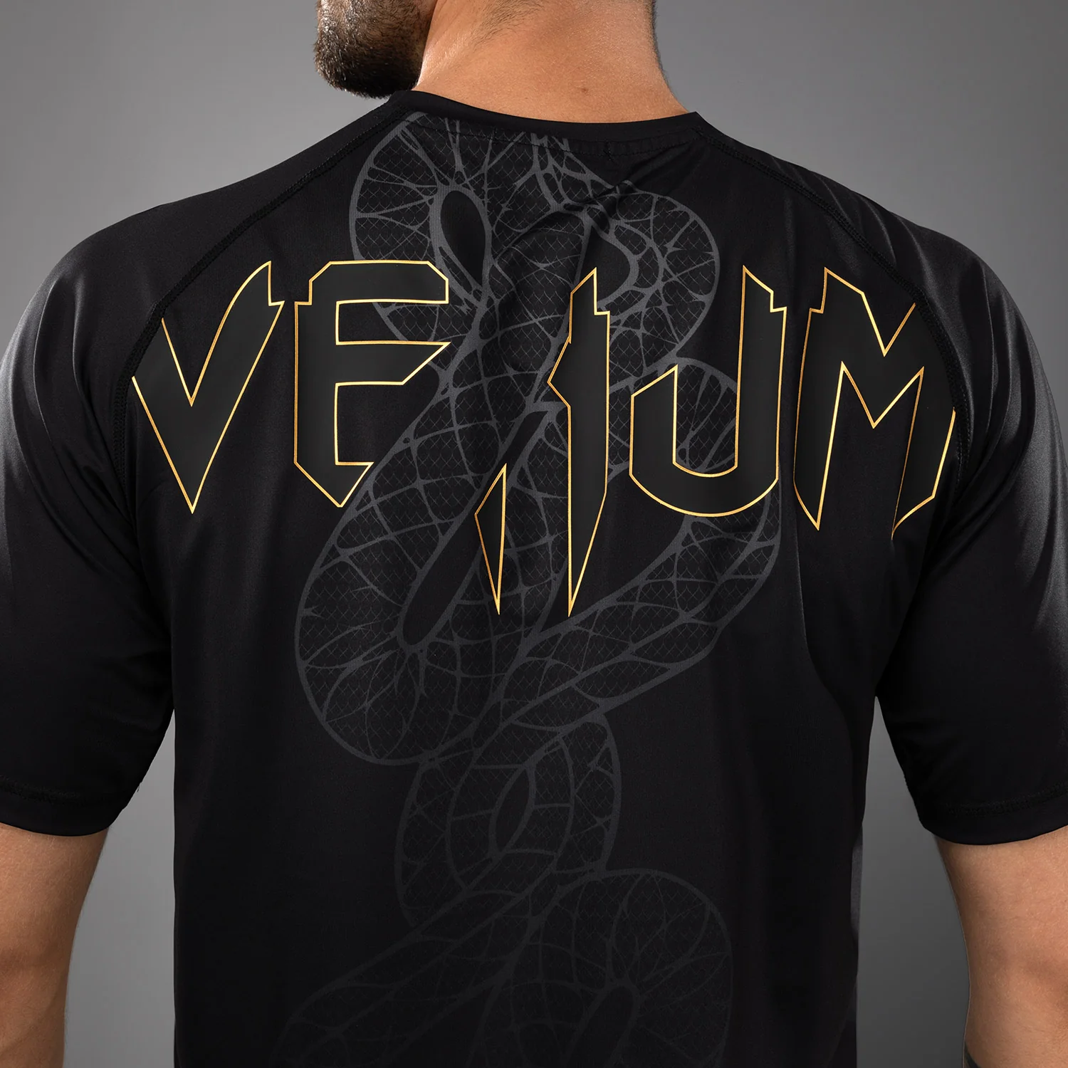 Venum Serpenti Dry Tech T-Shirt - Black/Silver/Gold - Image 6