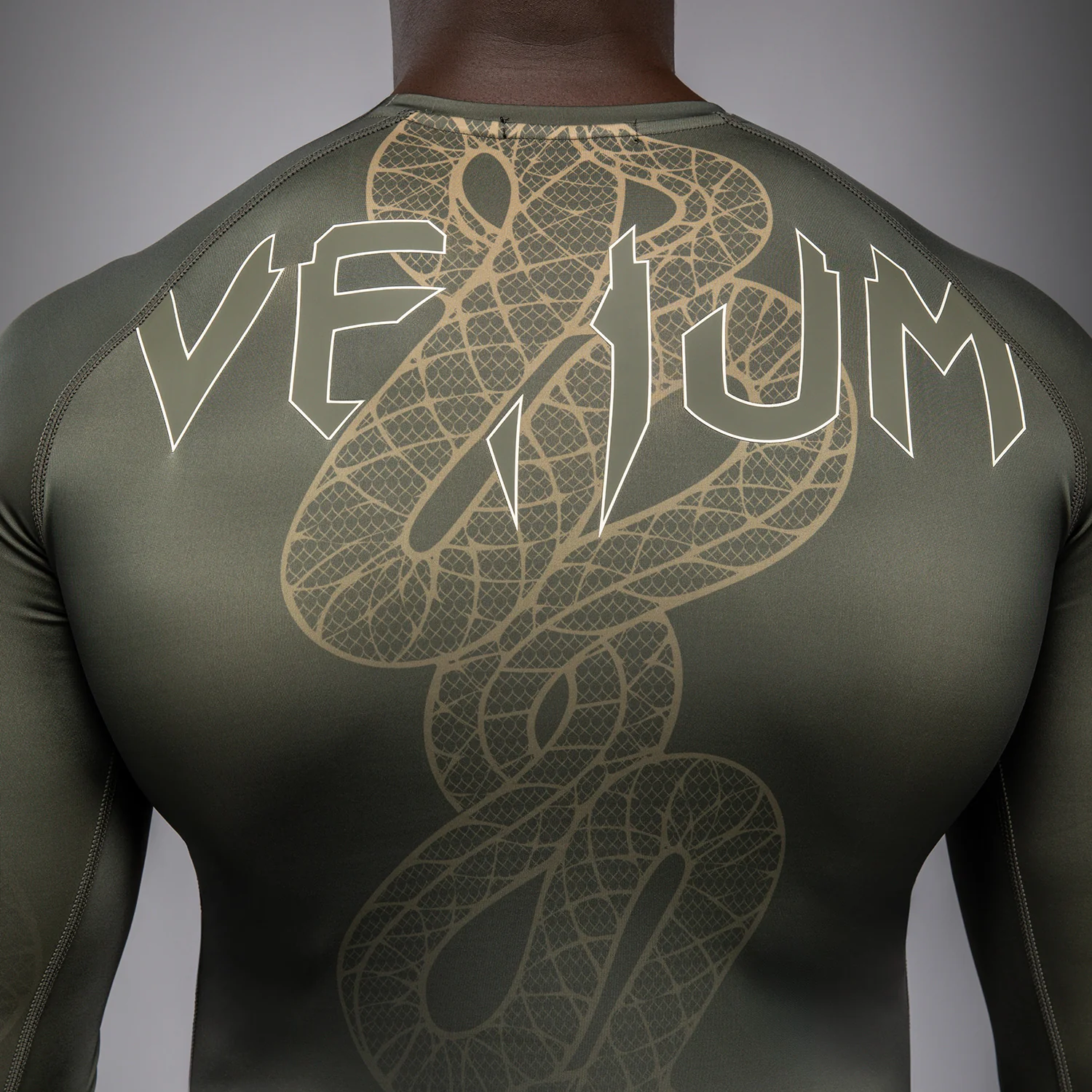 Venum Serpenti Long Sleeve Rashguard - Khaki/Bronze/Ivory - Image 5