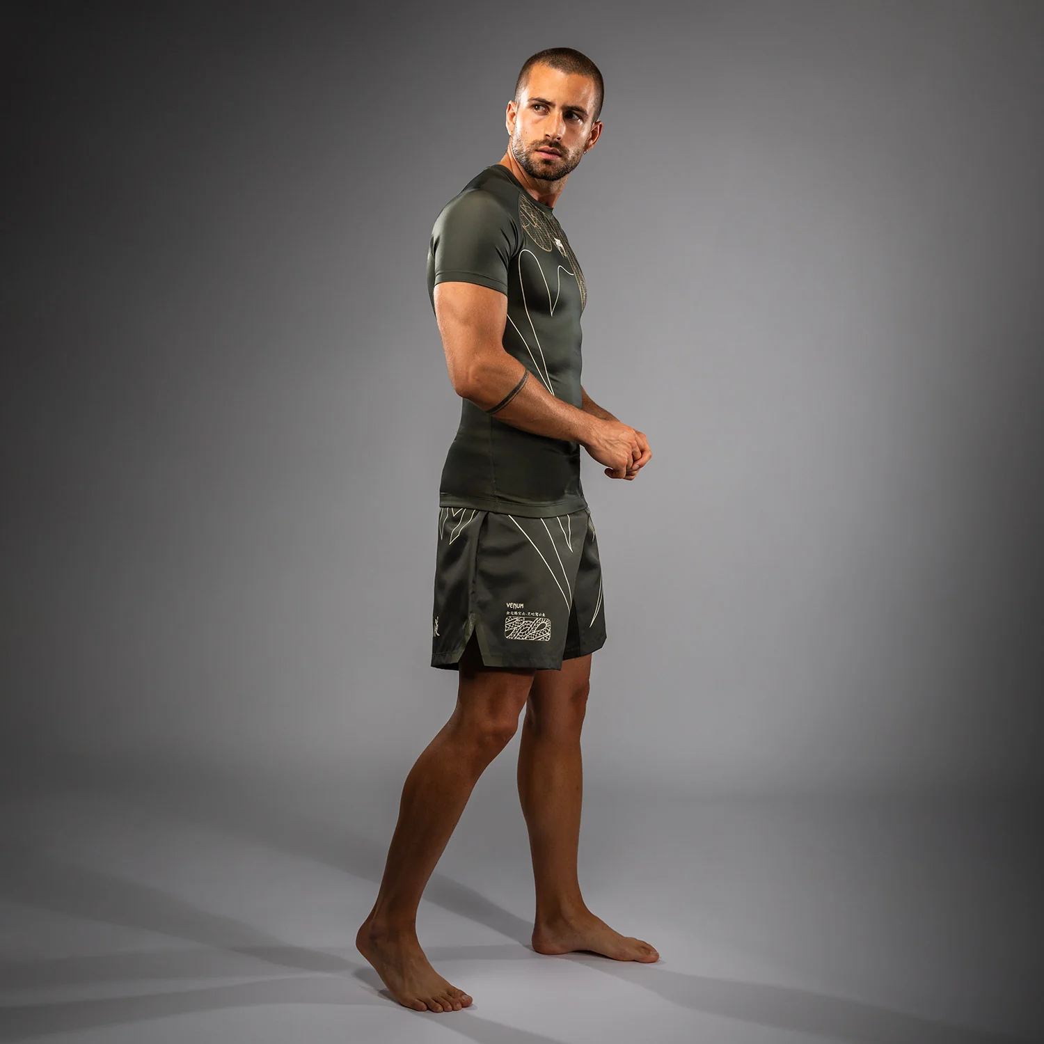 Venum Serpenti Short Sleeve Rashguard - Khaki/Bronze/Ivory - Image 7
