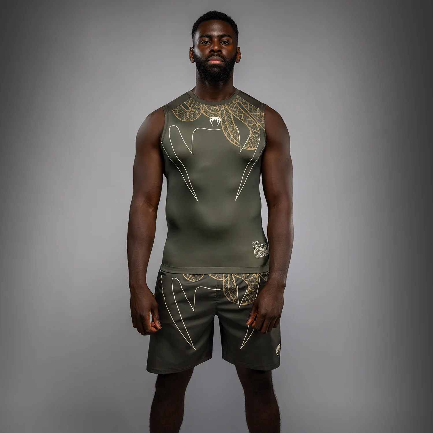 Venum Serpenti Sleeveless Rashguard - Khaki/Bronze/Ivory