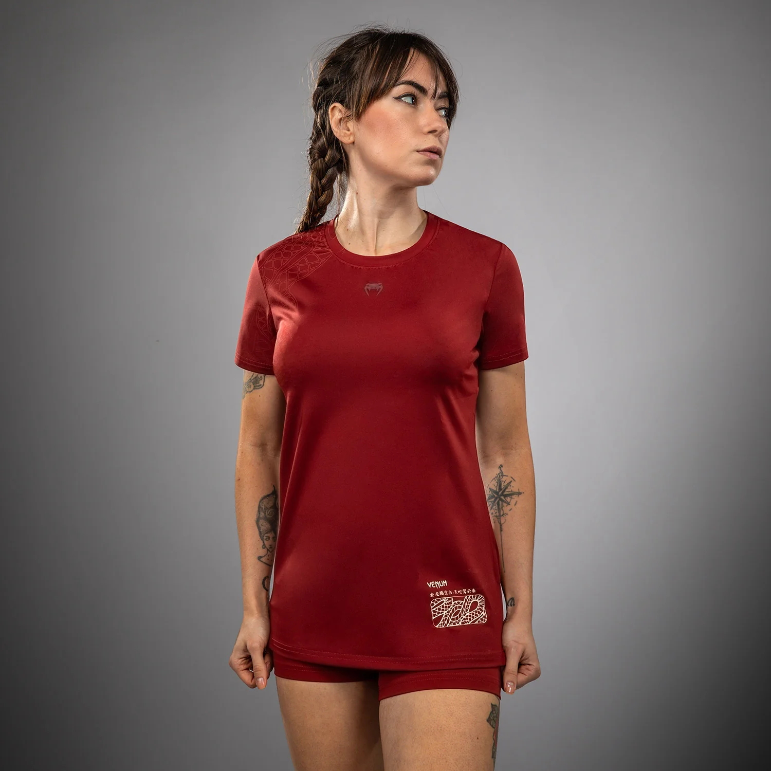 Venum Serpenti Women’s Dry-Tech T-Shirt - Burgundy/Ivory