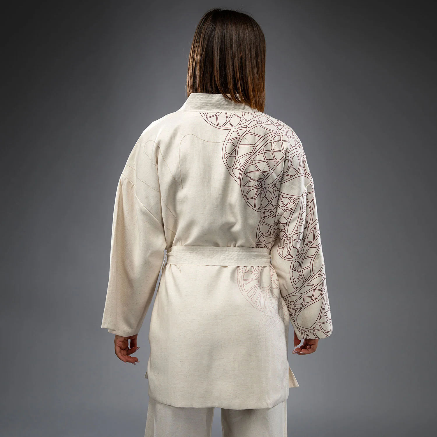 Venum Serpenti Women’s Jacket - Ivory/Burgundy - Image 2