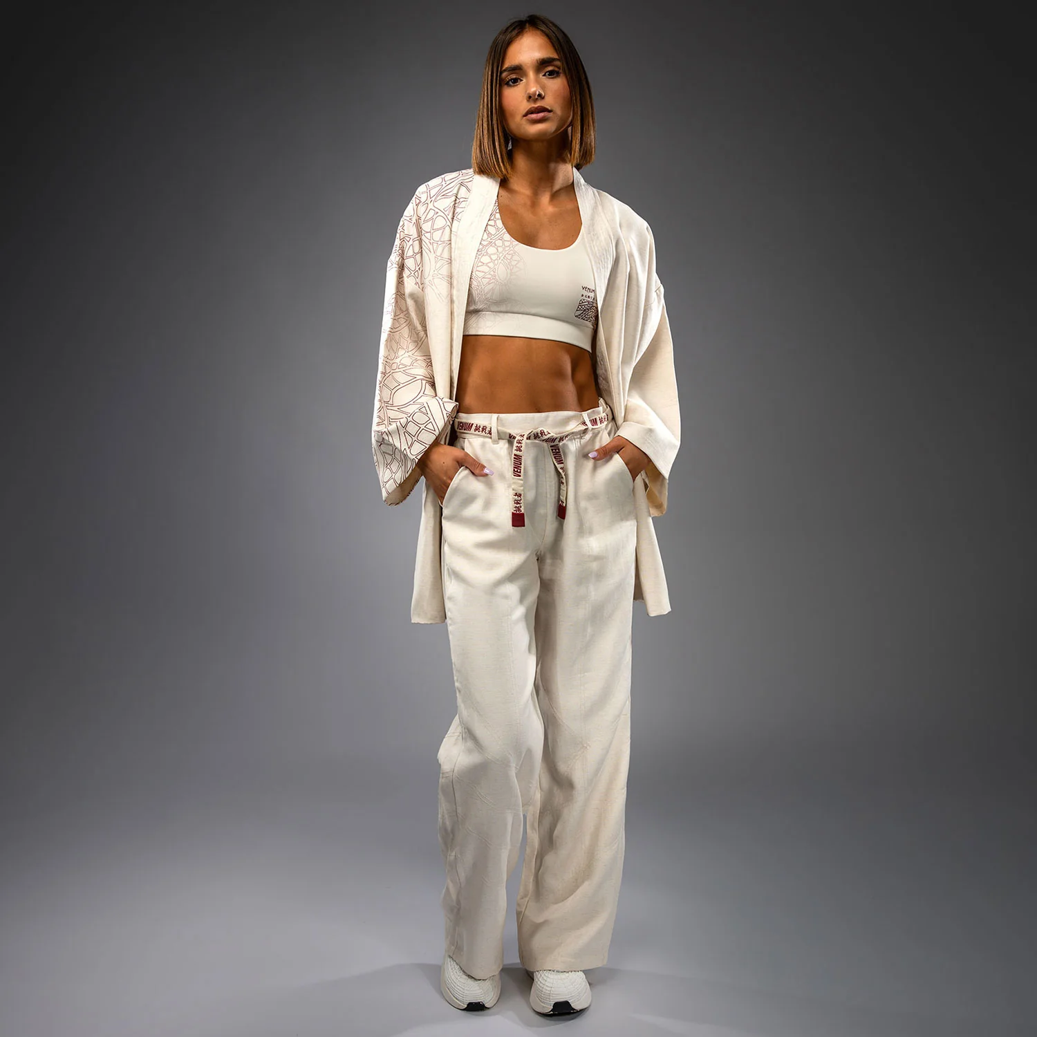 Venum Serpenti Women’s Jacket - Ivory/Burgundy - Image 4