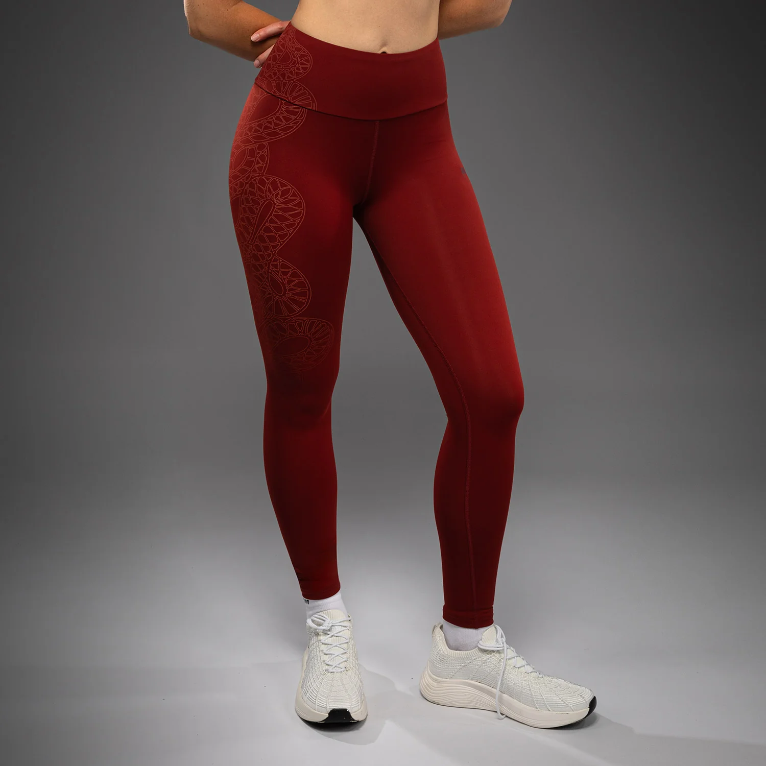 Venum Serpenti Women’s Leggings - Burgundy/Ivory - Image 4