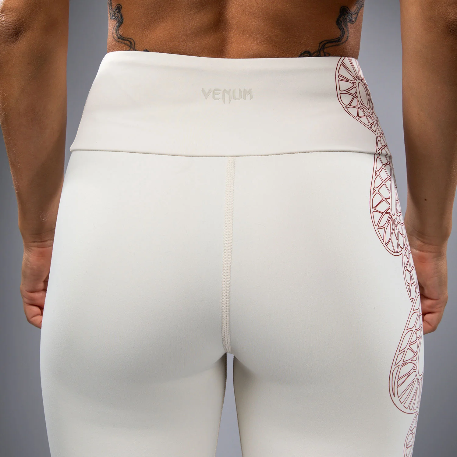 Venum Serpenti Women’s Leggings - Ivory/Burgundy - Image 6