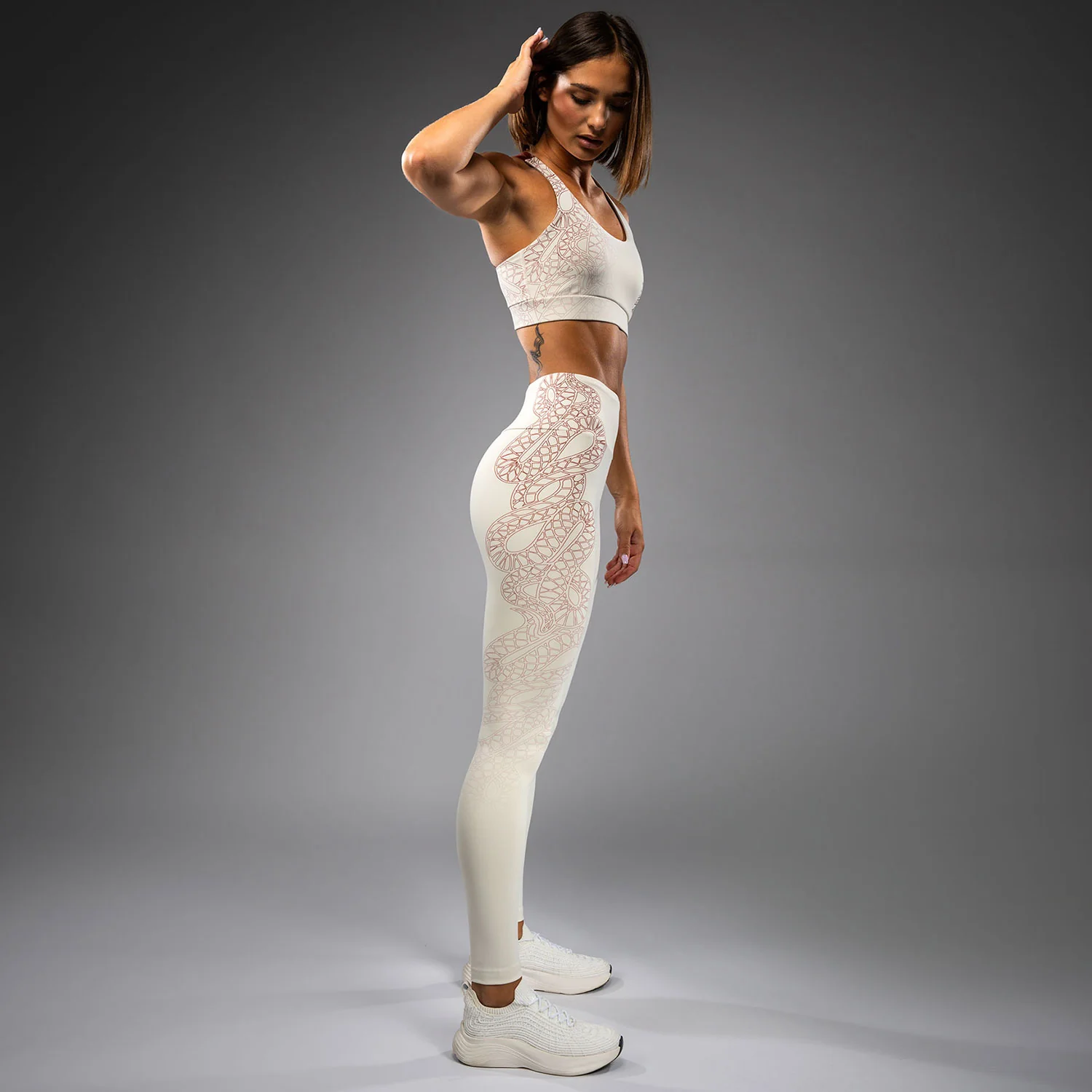 Venum Serpenti Women’s Leggings - Ivory/Burgundy - Image 7
