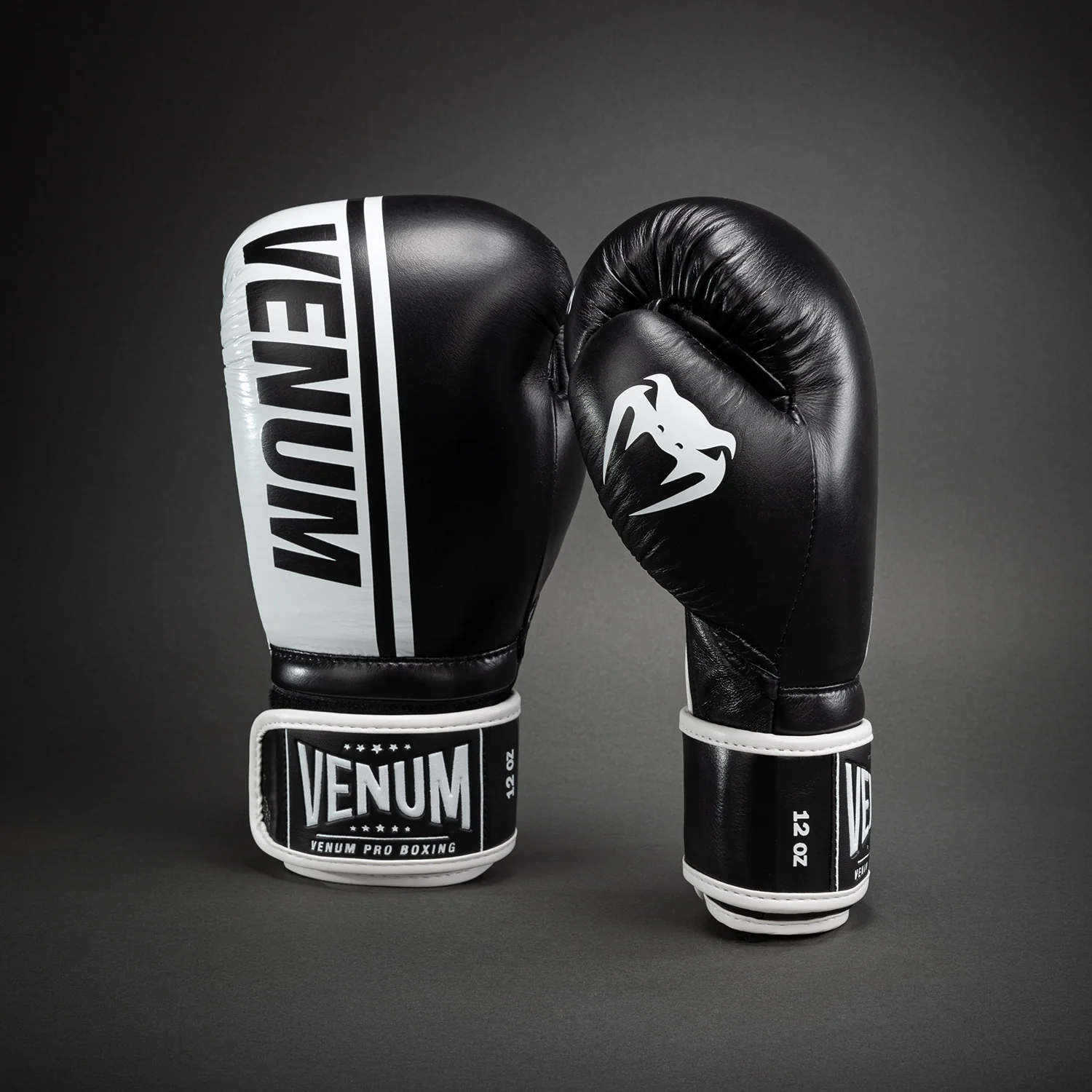 Venum Shield Pro Boxing Gloves with Velcro - Black/White - Image 2