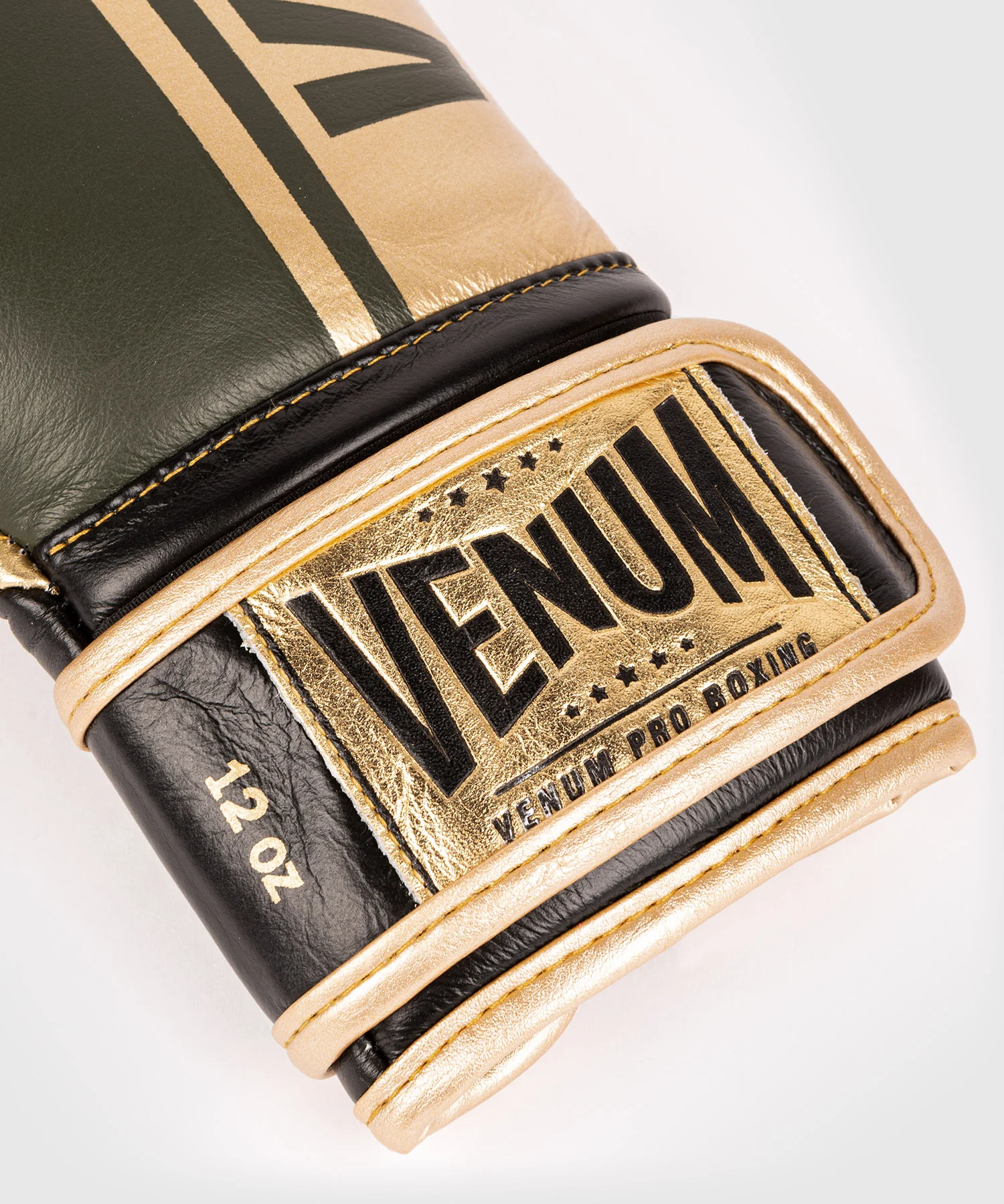 Venum Shield Pro Boxing Gloves Velcro - Khaki/Gold - Image 3
