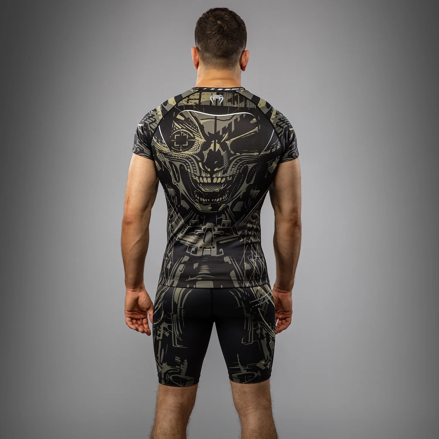 Venum Invader Short Sleeve Rashguard - Black/Sand - Image 3