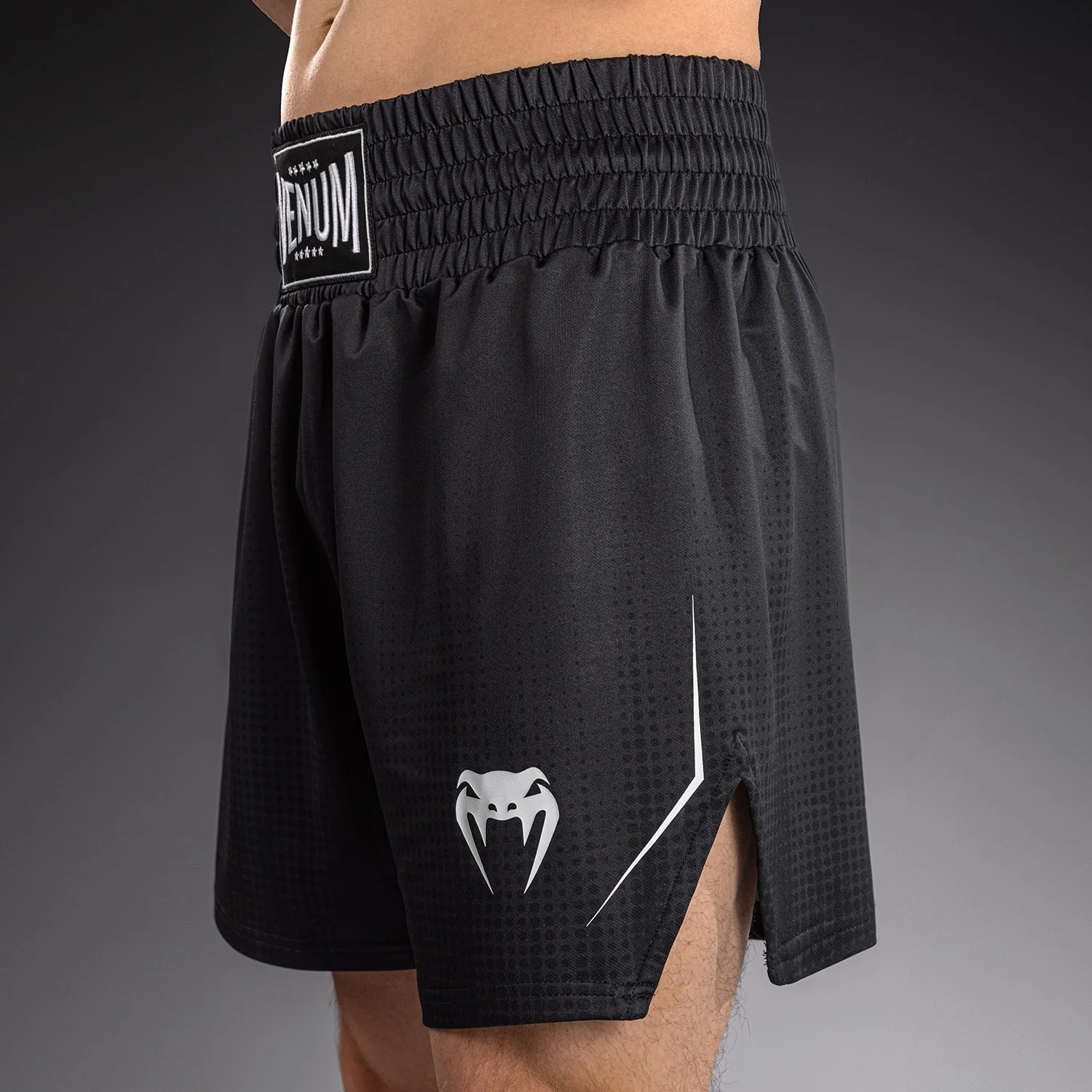 Venum Stealth Boxing Shorts - Black/White - Image 2