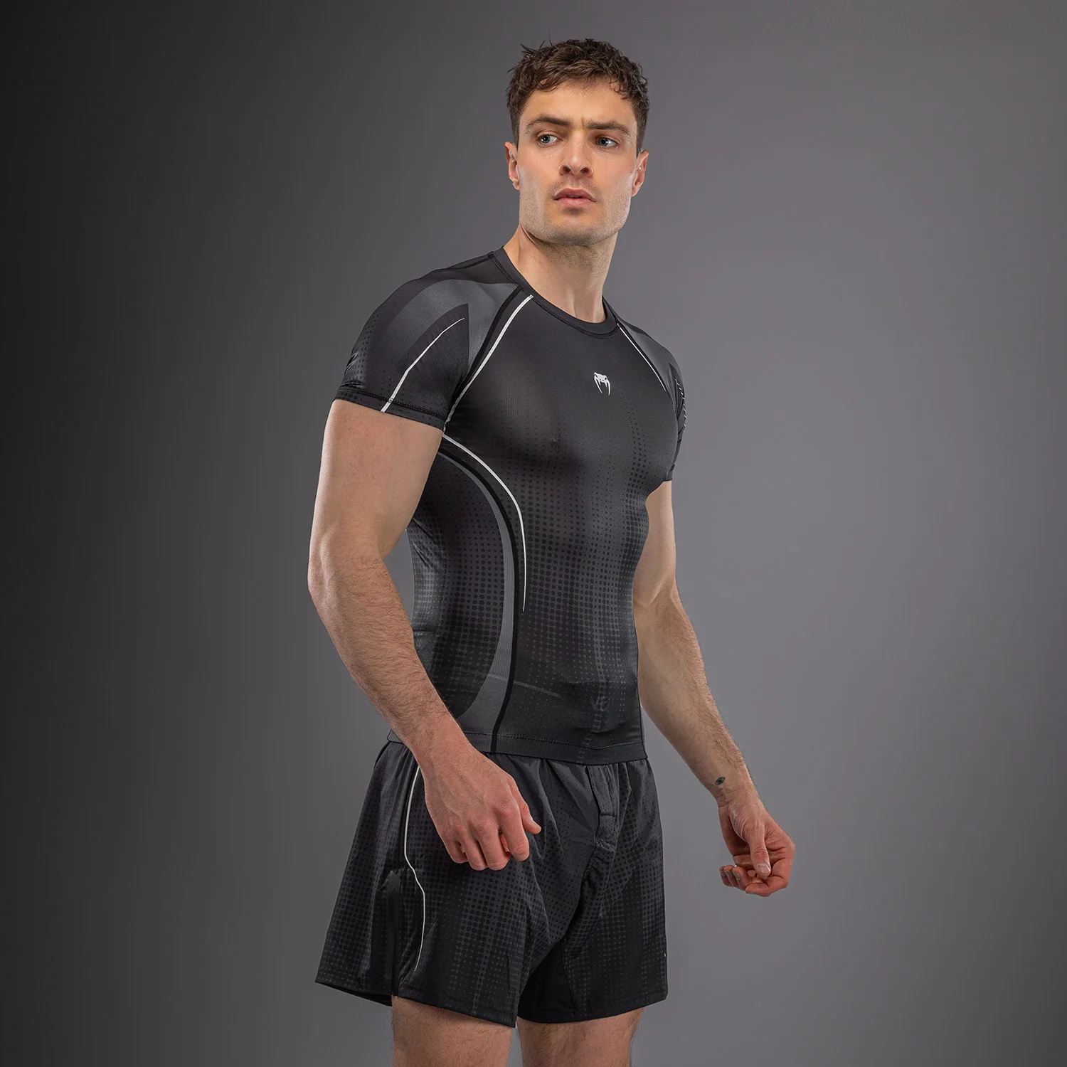 Venum Stealth Short Sleeve Rashguard - Black/White - Image 2