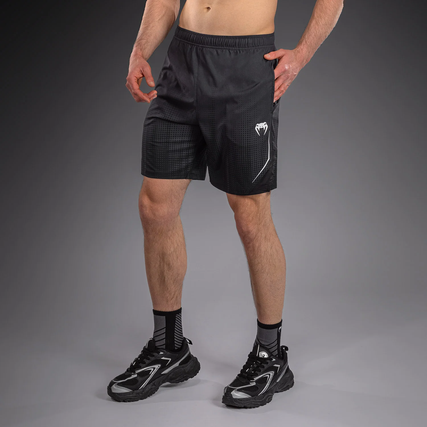 Venum Stealth Training Shorts - Black/White - Image 2