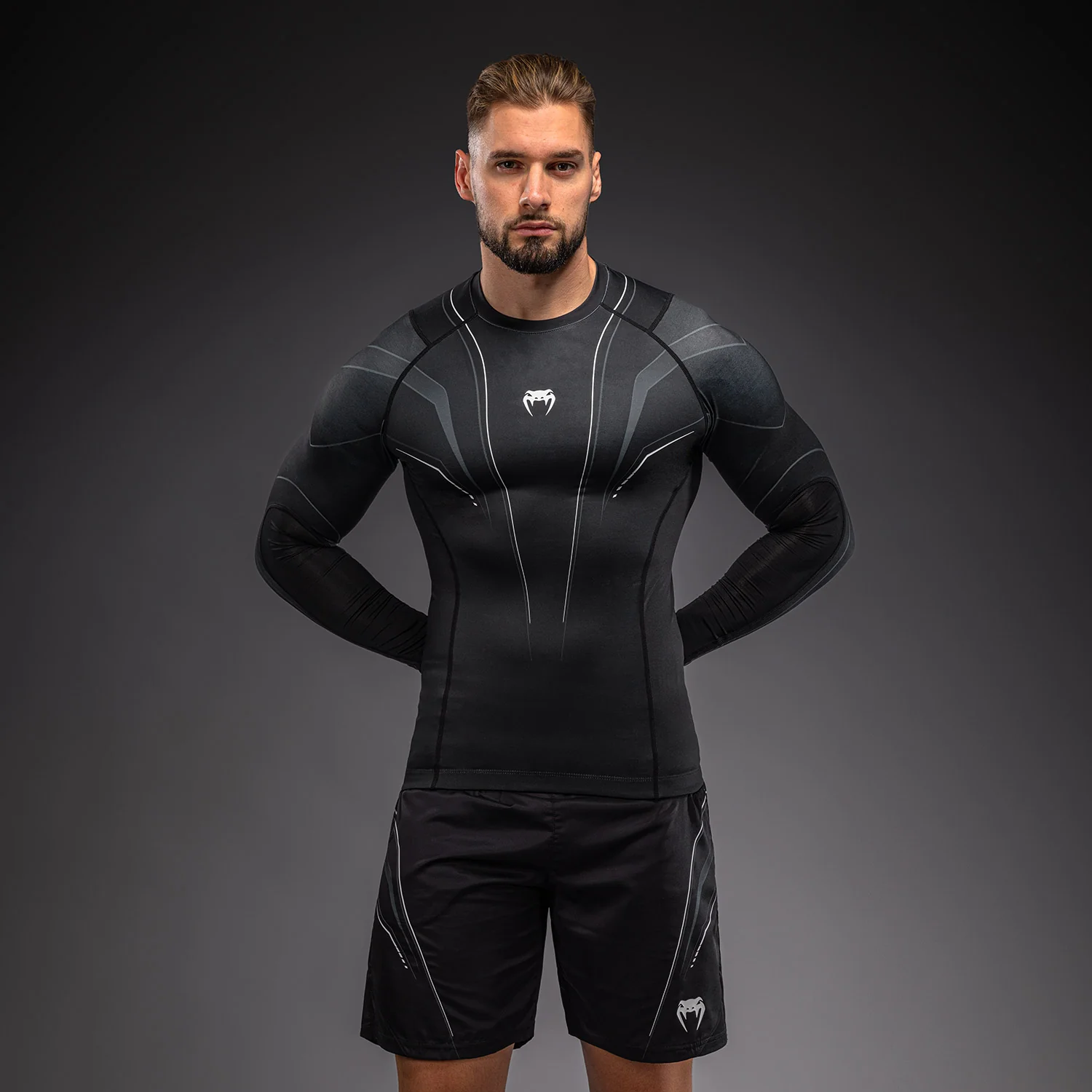 Venum Streamline Long Sleeve Rashguard - Black/White - Image 2