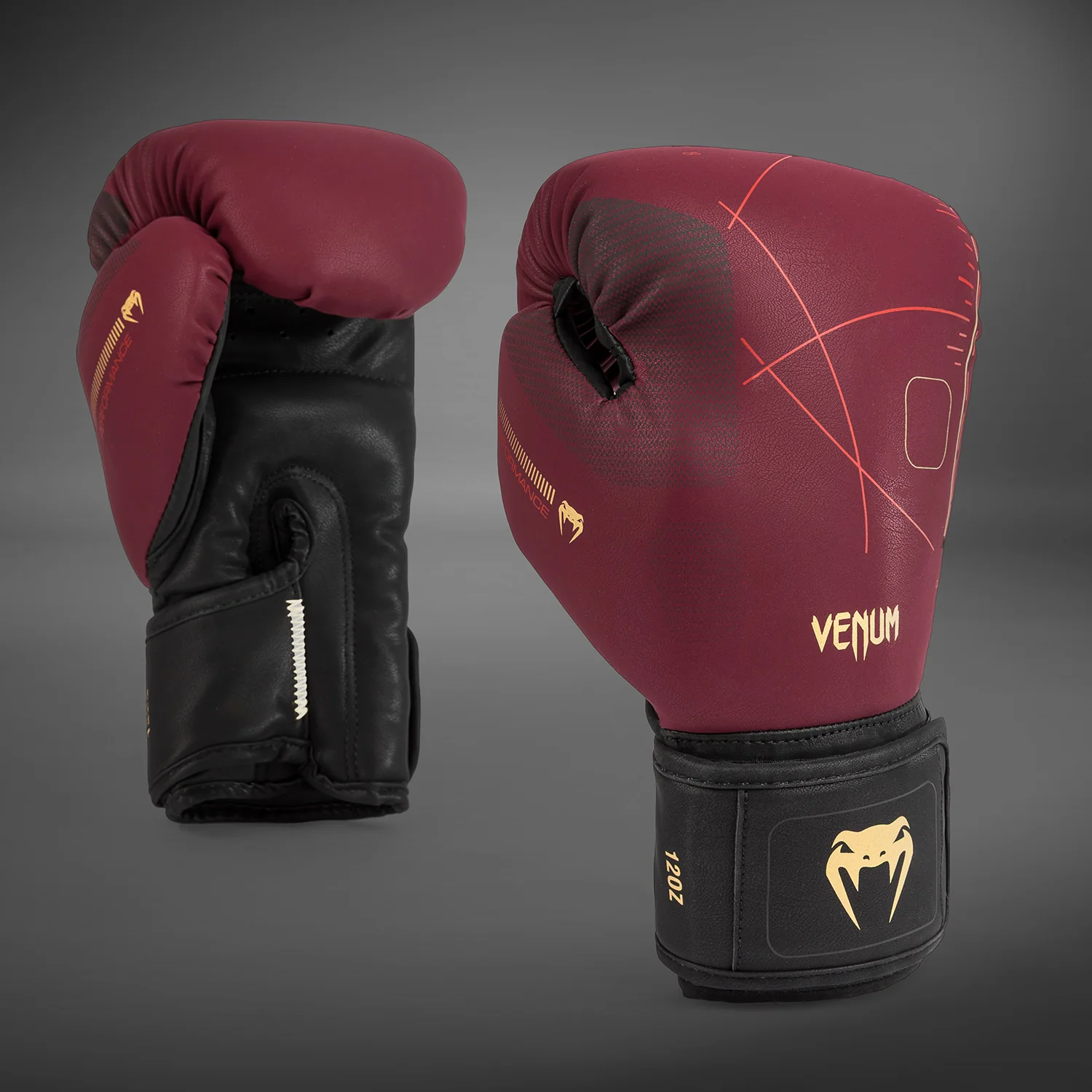 Venum Tactical XT Boxing Gloves - Black/Burgundy/Gold - Image 2