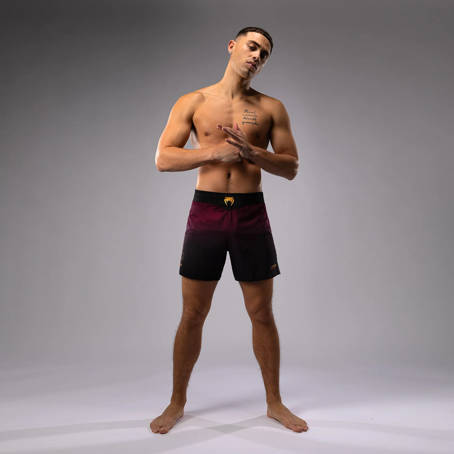 Venum Tactical XT Fight short - Black/Burgundy/Gold - Image 4