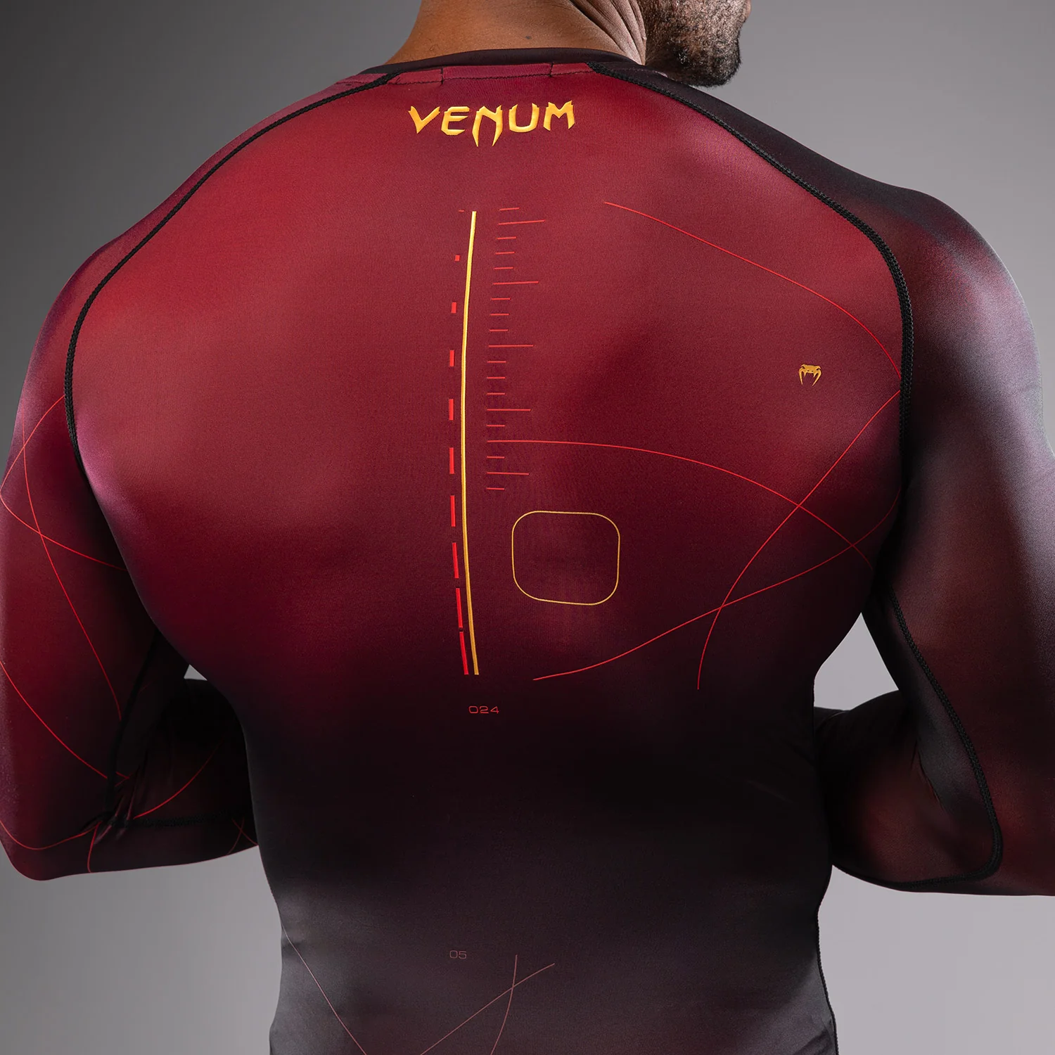 Venum Tactical XT Men's Long Sleeve Rashguard - Black/Burgundy/Gold - Image 4