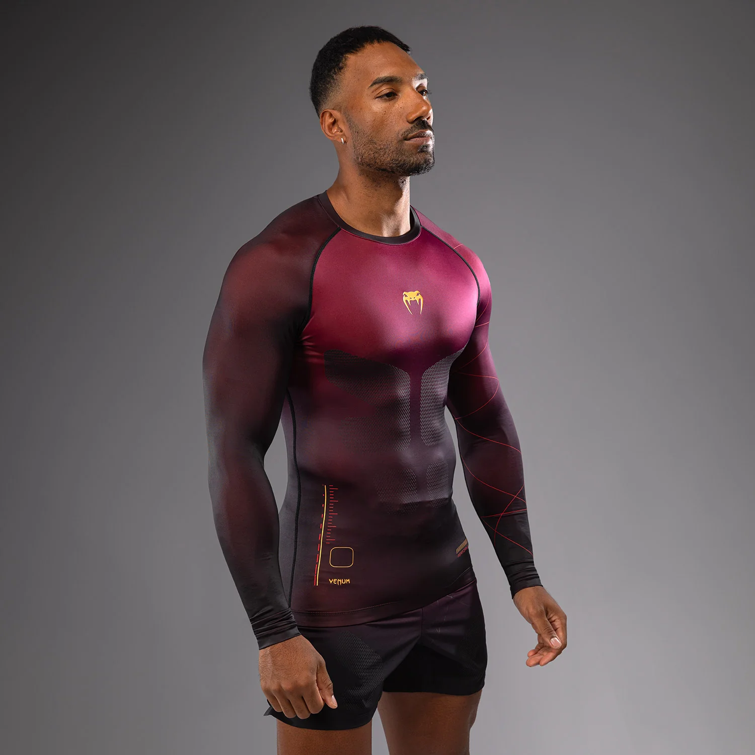 Venum Tactical XT Men's Long Sleeve Rashguard - Black/Burgundy/Gold - Image 5