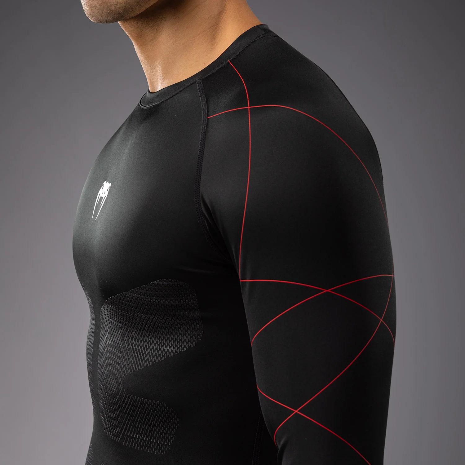 Venum Tactical XT Men's Long Sleeve Rashguard - Black/Fire Red - Image 6