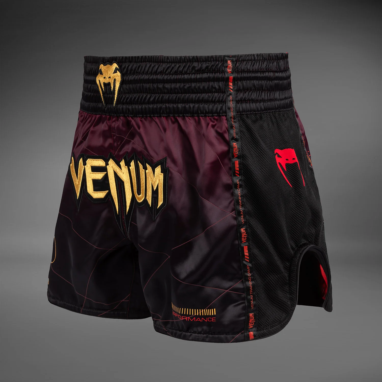 Venum Tactical XT Muay Thai Shorts - Black/Burgundy/Gold - Image 2