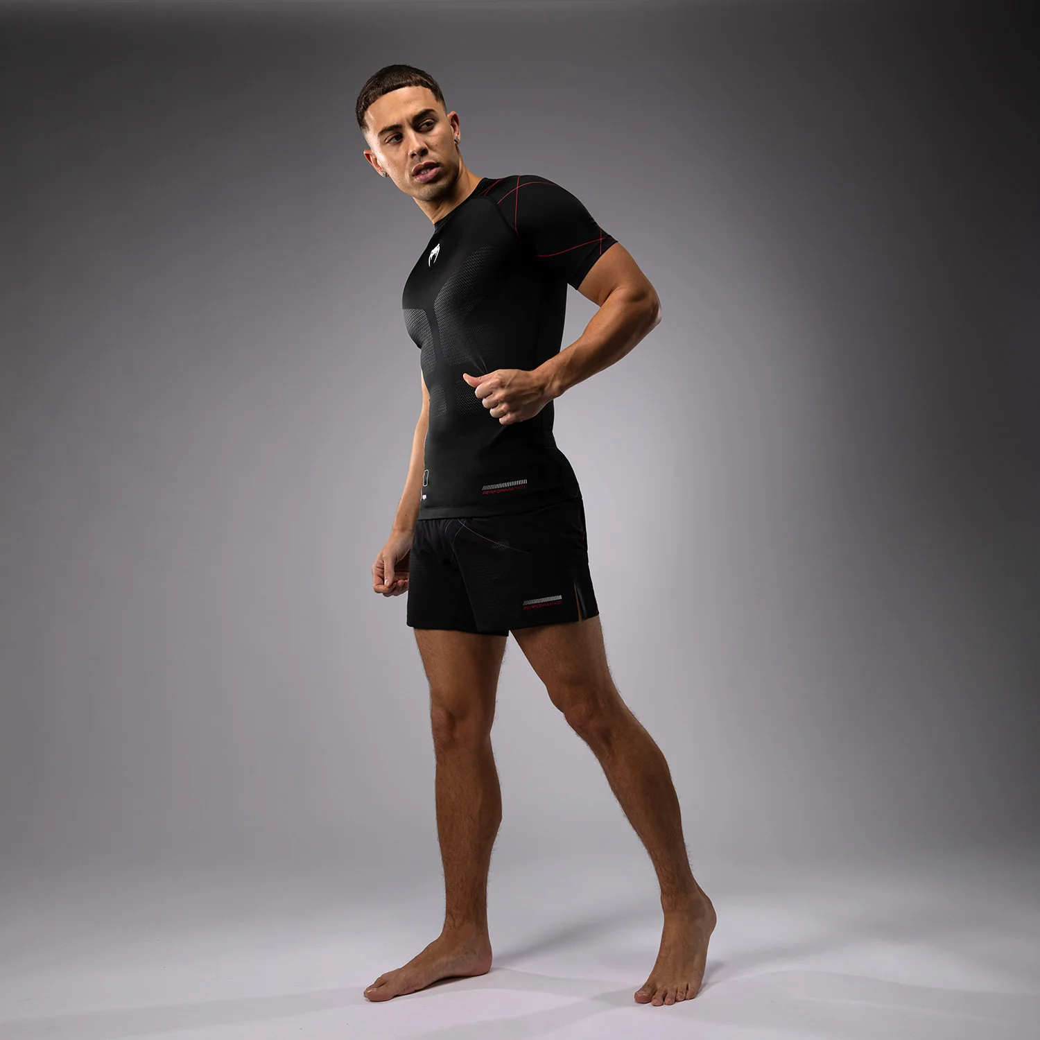 Venum Tactical XT Short Sleeve Rashguard - Black/Fire Red - Image 3