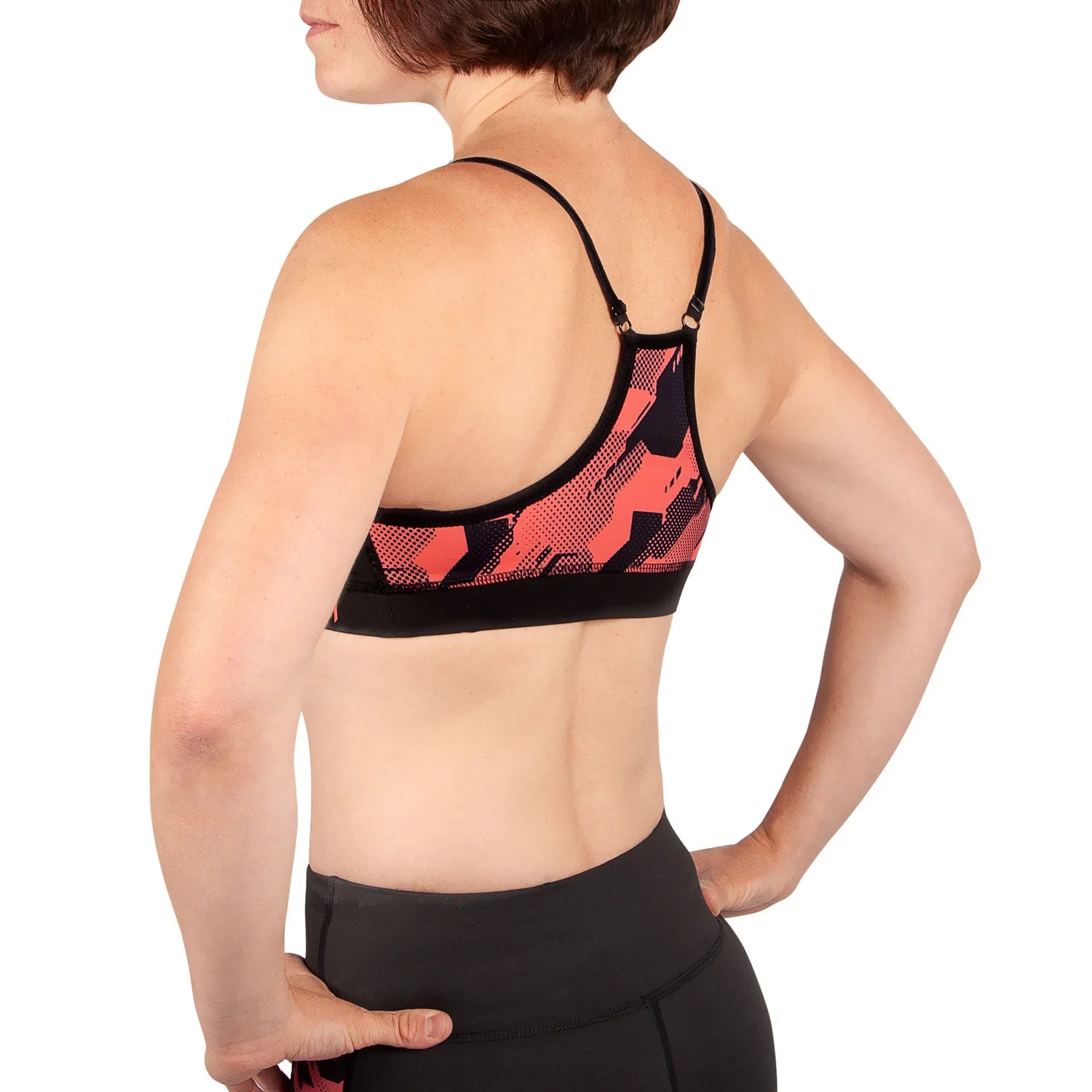 Venum Tecmo Sport Bra - For Women - Black/Coral - Image 2