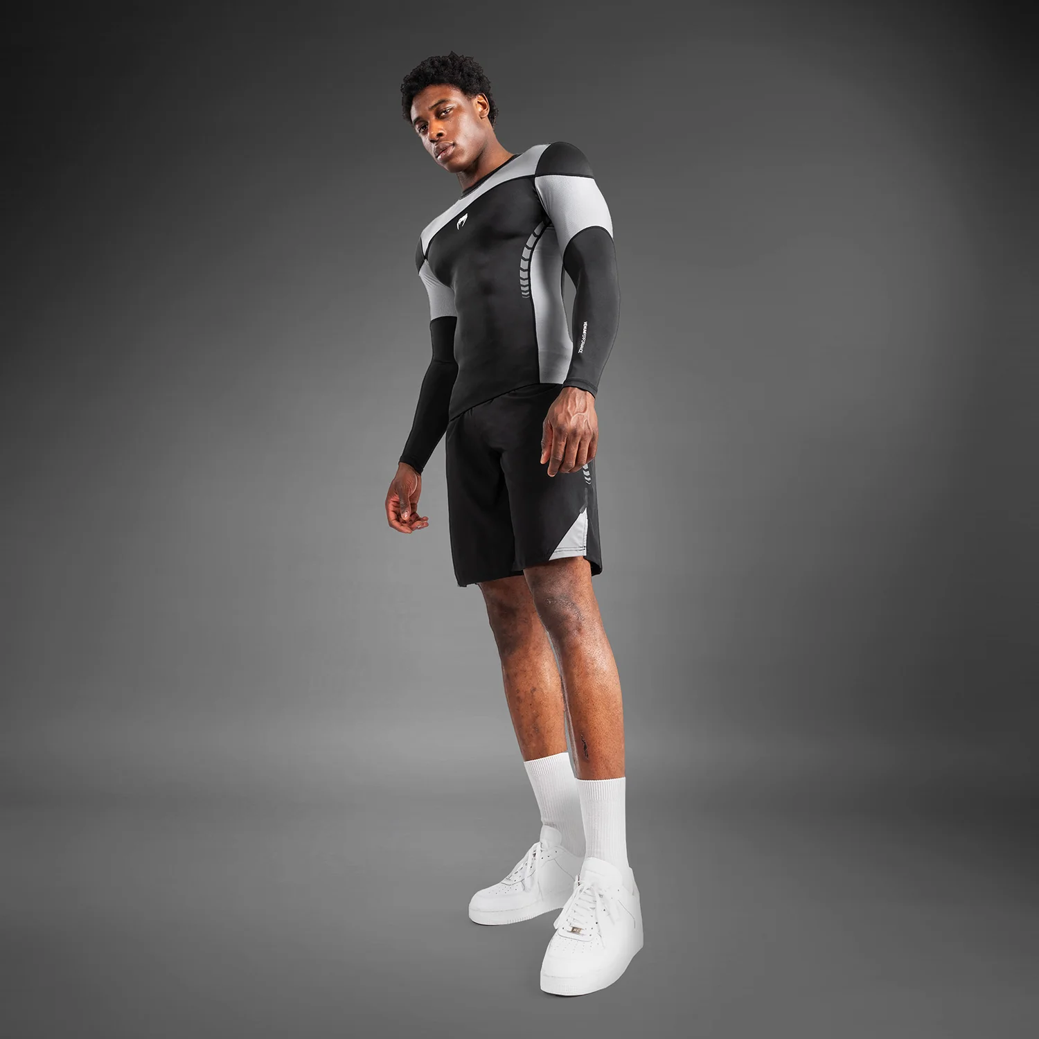 Venum Tempest Men's Long Sleeve Rashguard - Black/Grey