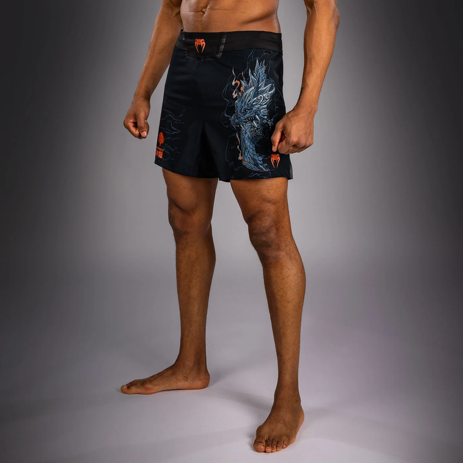 Venum Thunder Dragon Fightshorts - Black/Grey/Copper - Image 2