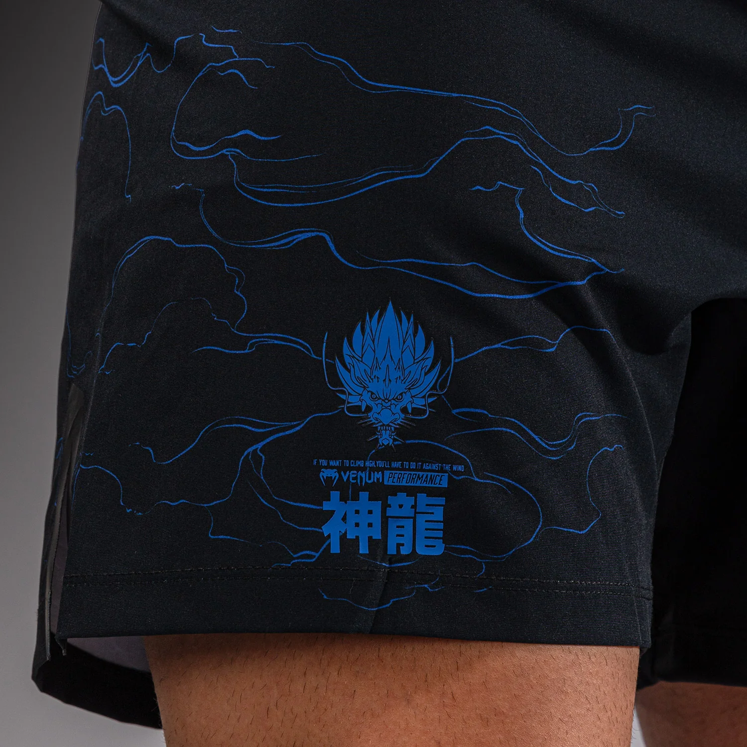 Venum Thunder Dragon Fightshorts - Black/Royal Blue - Image 7