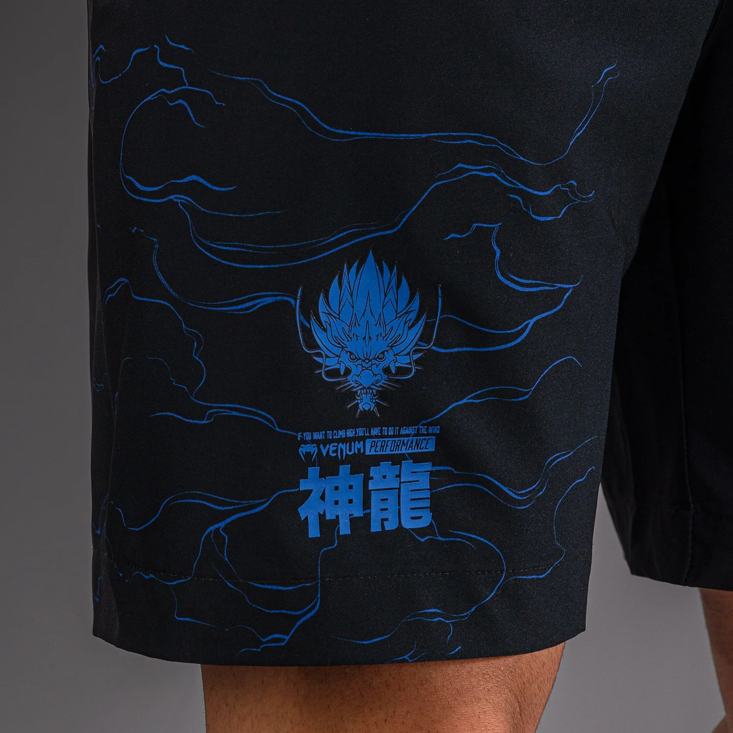 Venum Thunder Dragon Training Shorts - Black/Royal Blue - Image 7