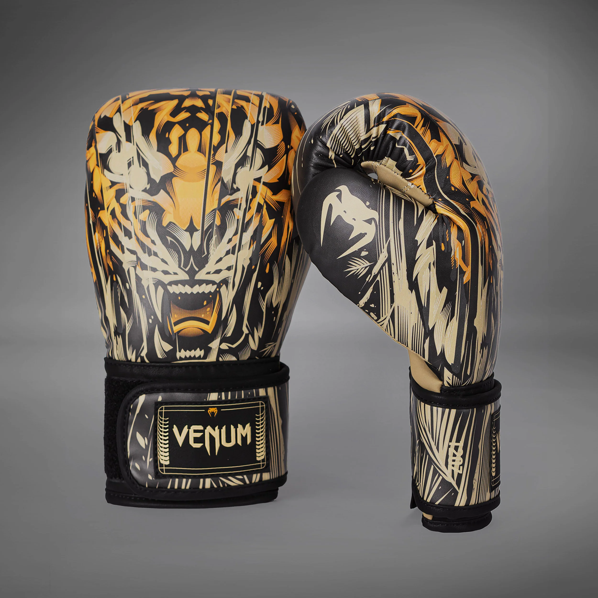 Venum Tiger Boxing Gloves - Black/Neon Orange - Image 2