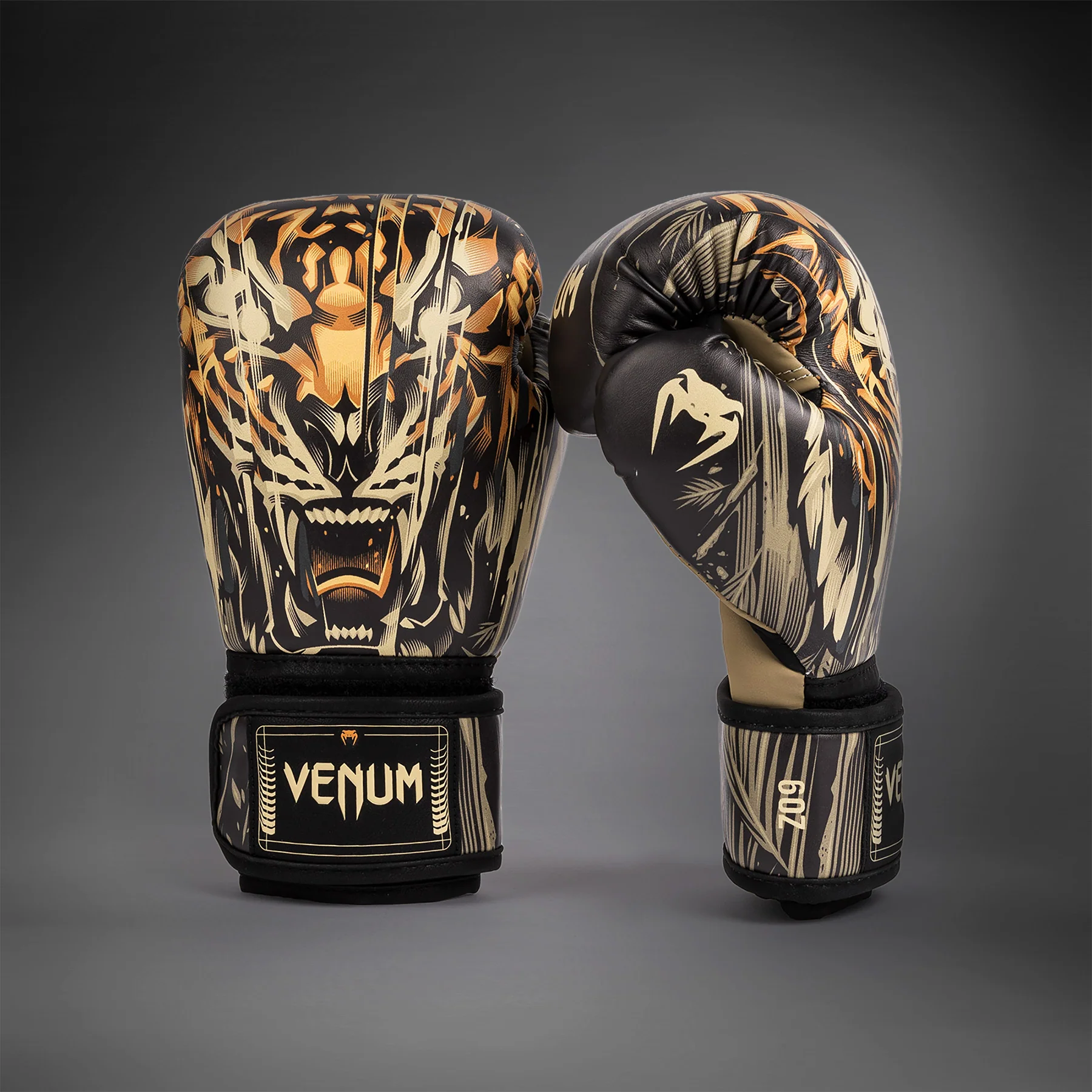 Venum Tiger Kids Boxing Gloves - Black/Neon Orange - Image 2