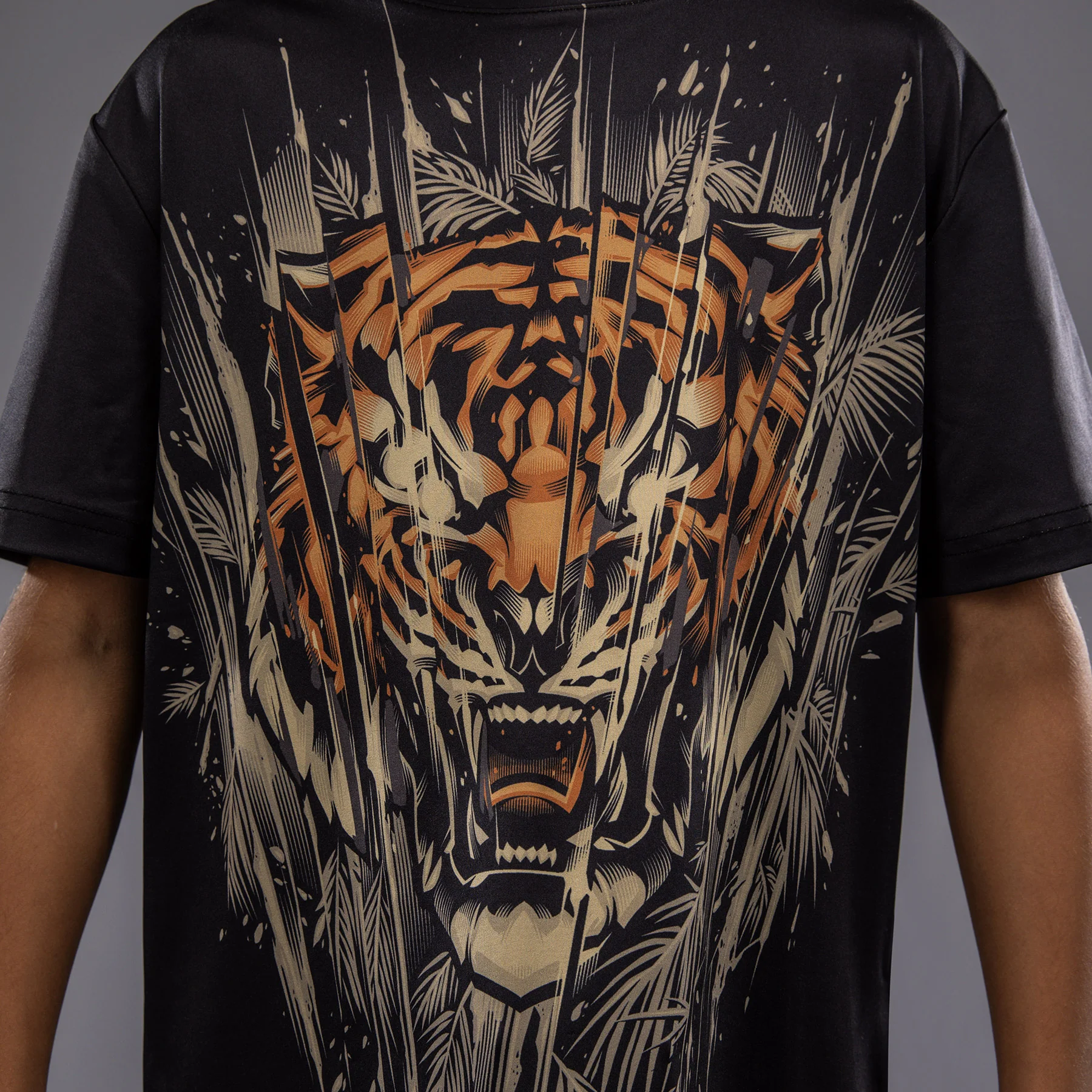 Venum Tiger Kids Dry Tech T-Shirt - Black/Neon Orange - Image 6
