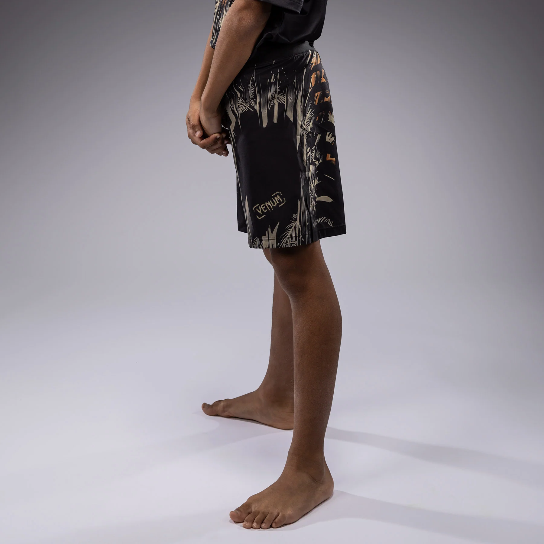 Venum Tiger Kids Fight Shorts - Black/Neon Orange - Image 7