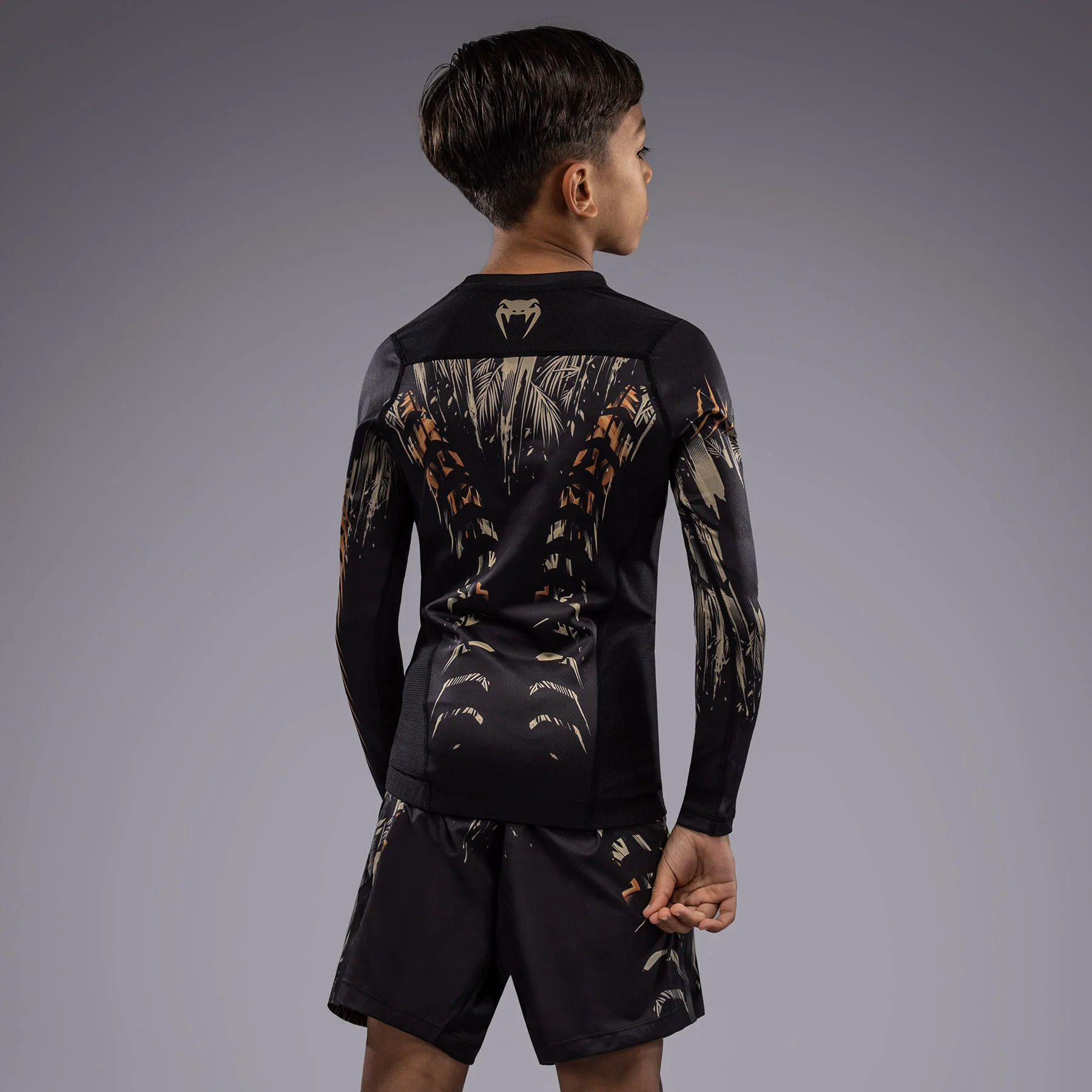 Venum Tiger Kids Long Sleeve Rashguard - Black/Neon Orange - Image 5
