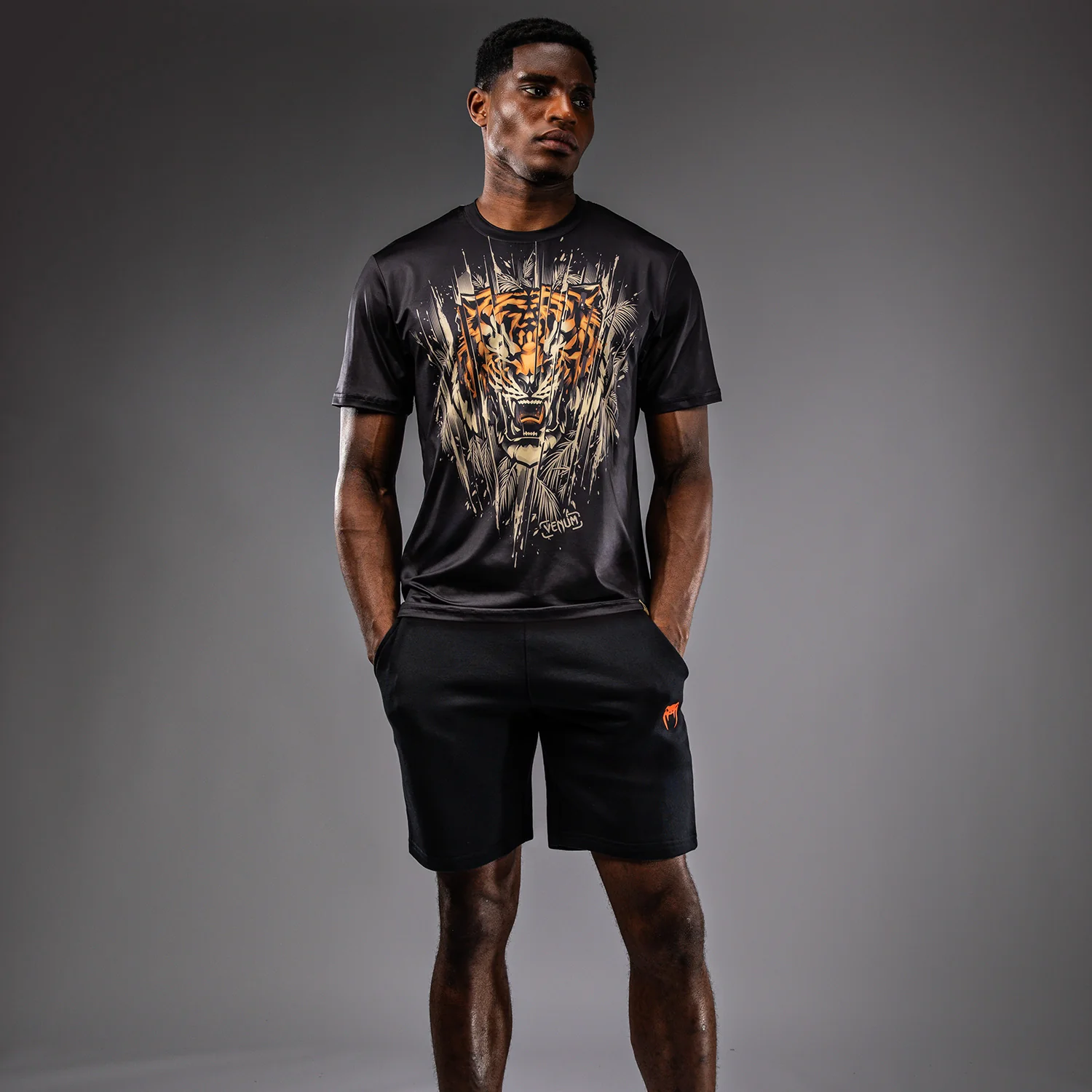 Venum Tiger Men's Dry Tech T-Shirt - Black/Neon Orange - Image 6
