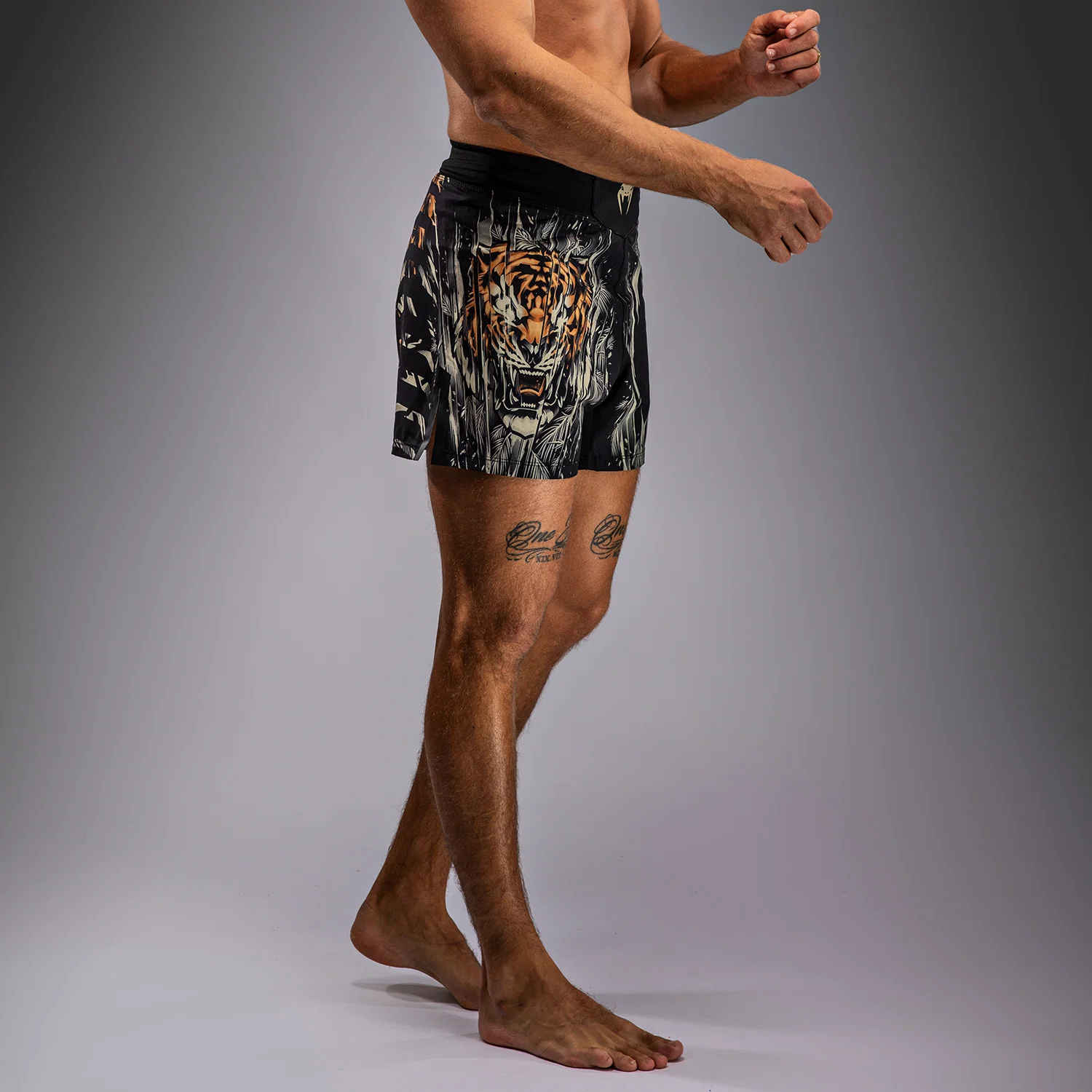 Venum Tiger Men's Fight Shorts - Black/Neon Orange - Image 4
