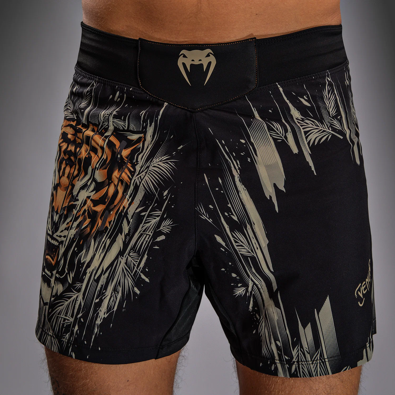 Venum Tiger Men's Fight Shorts - Black/Neon Orange - Image 5