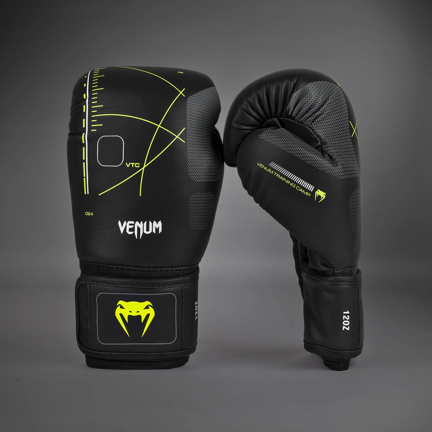 Venum Training Camp 4.0 Boxing Gloves - Black/Neon Green - Image 2